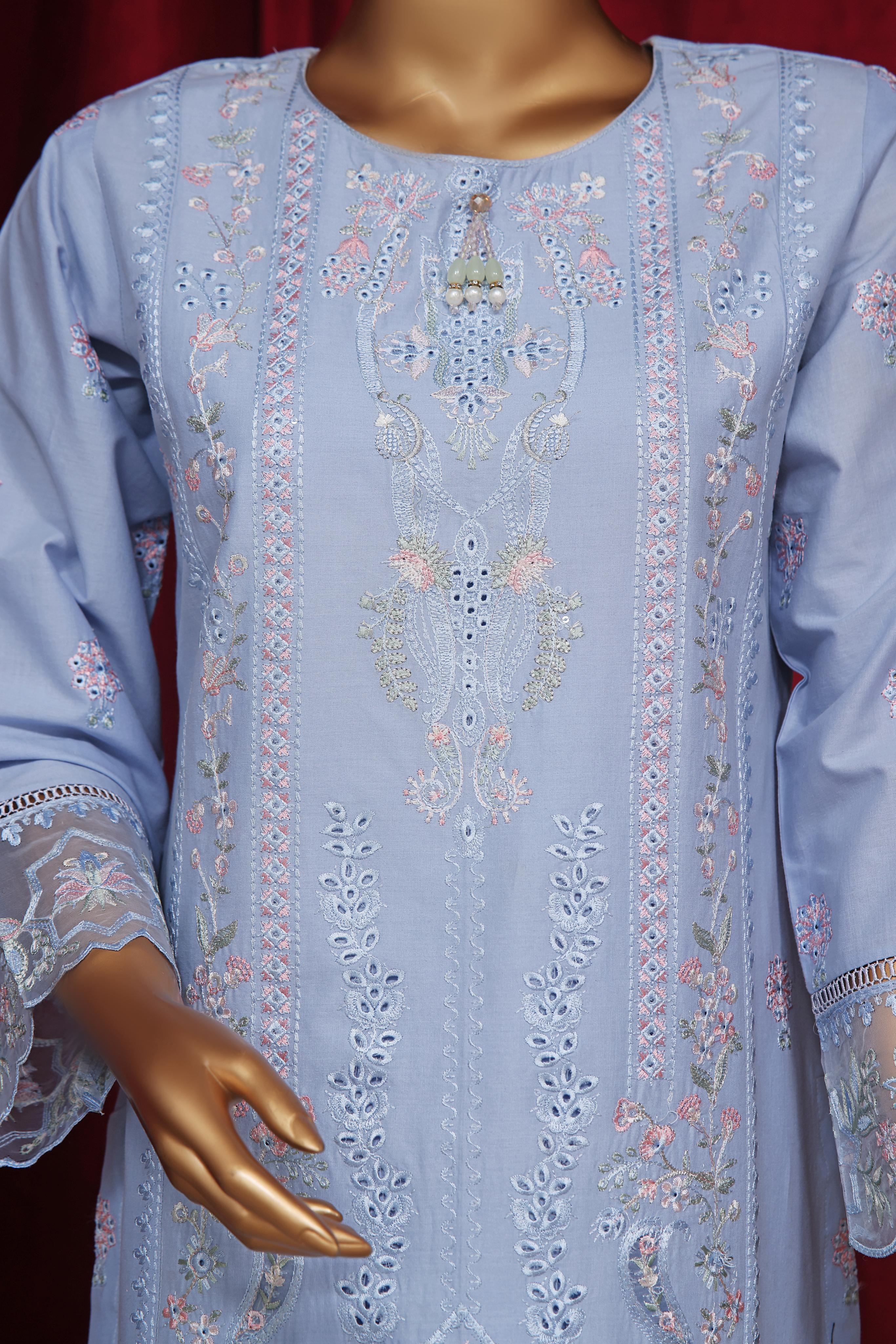 Dressline New Stitched 3 Piece Emb  Chikankari Cotton Collection