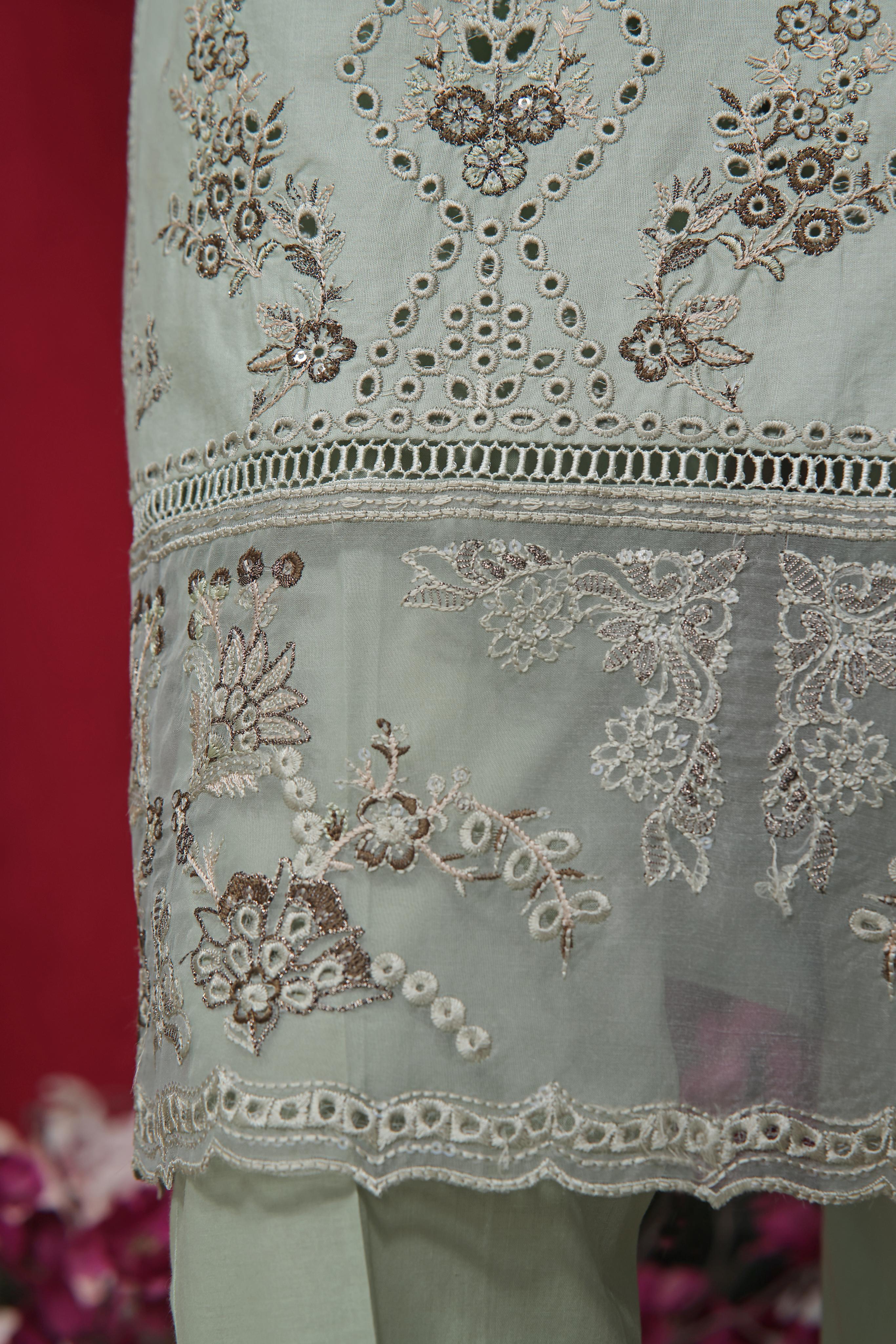 Dressline New Stitched 3 Piece Emb  Chikankari Cotton Collection