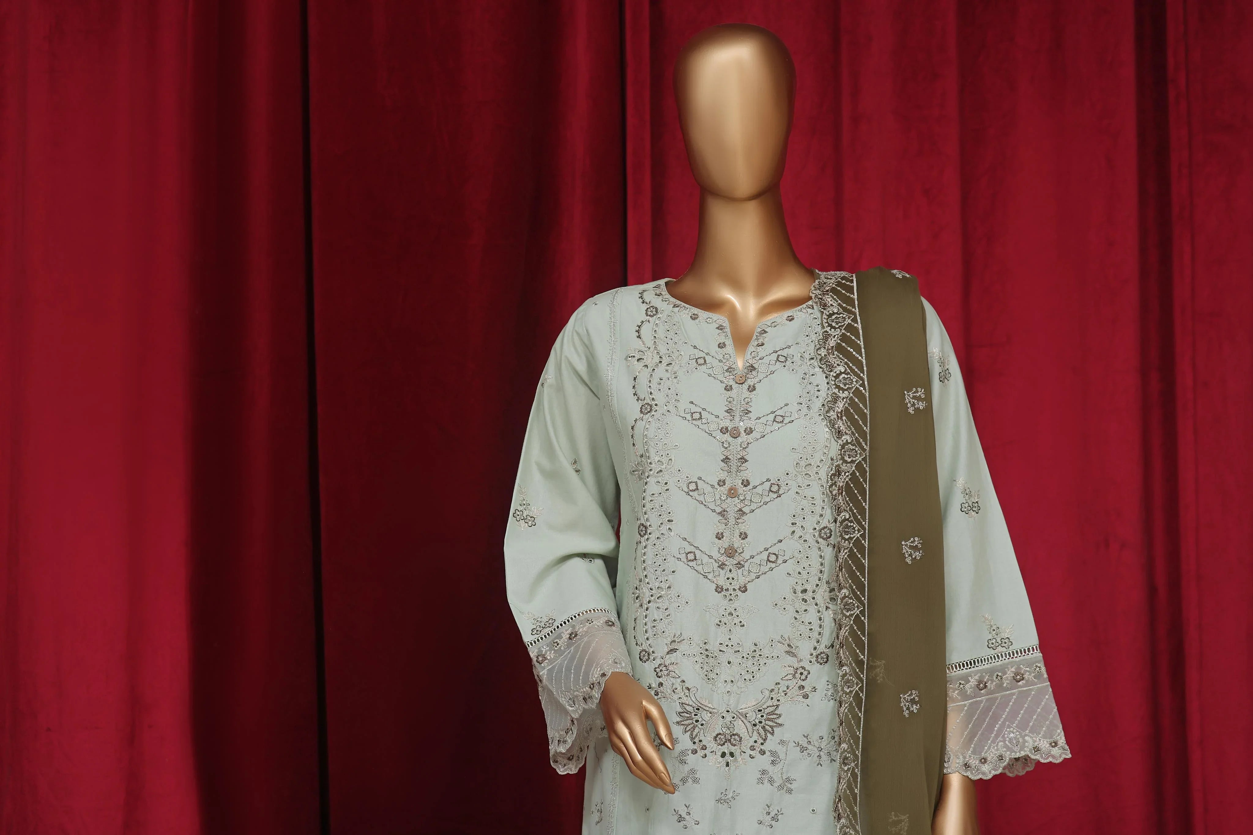 Dressline New Stitched 3 Piece Emb  Chikankari Cotton Collection