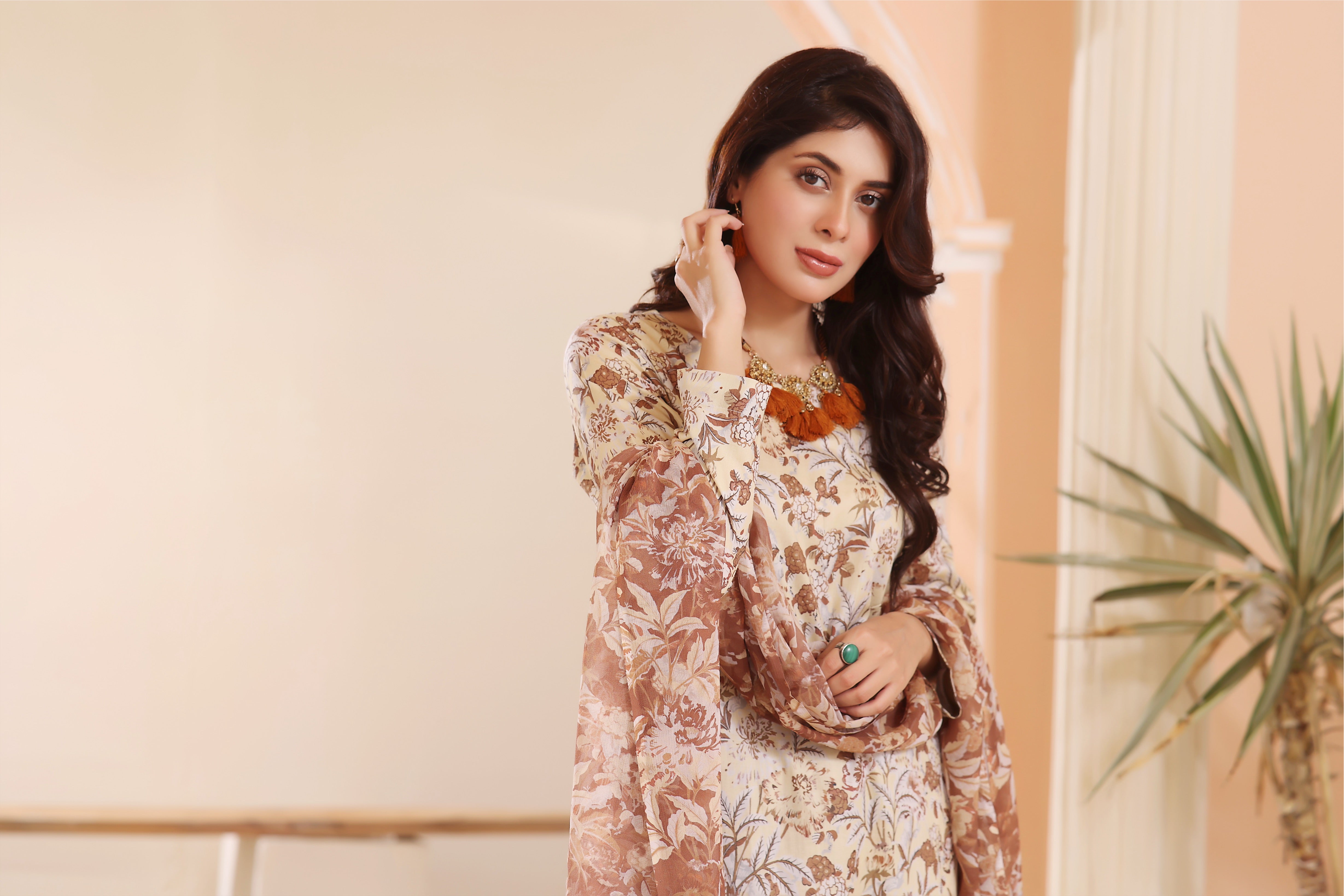 Feathers Unstitched 3 Piece Summer Collection-DUSKY-FT238