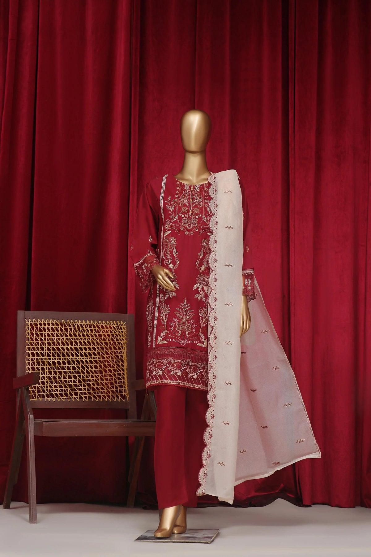 Dressline New Stitched 3 Piece Emb  Chikankari Cotton Collection
