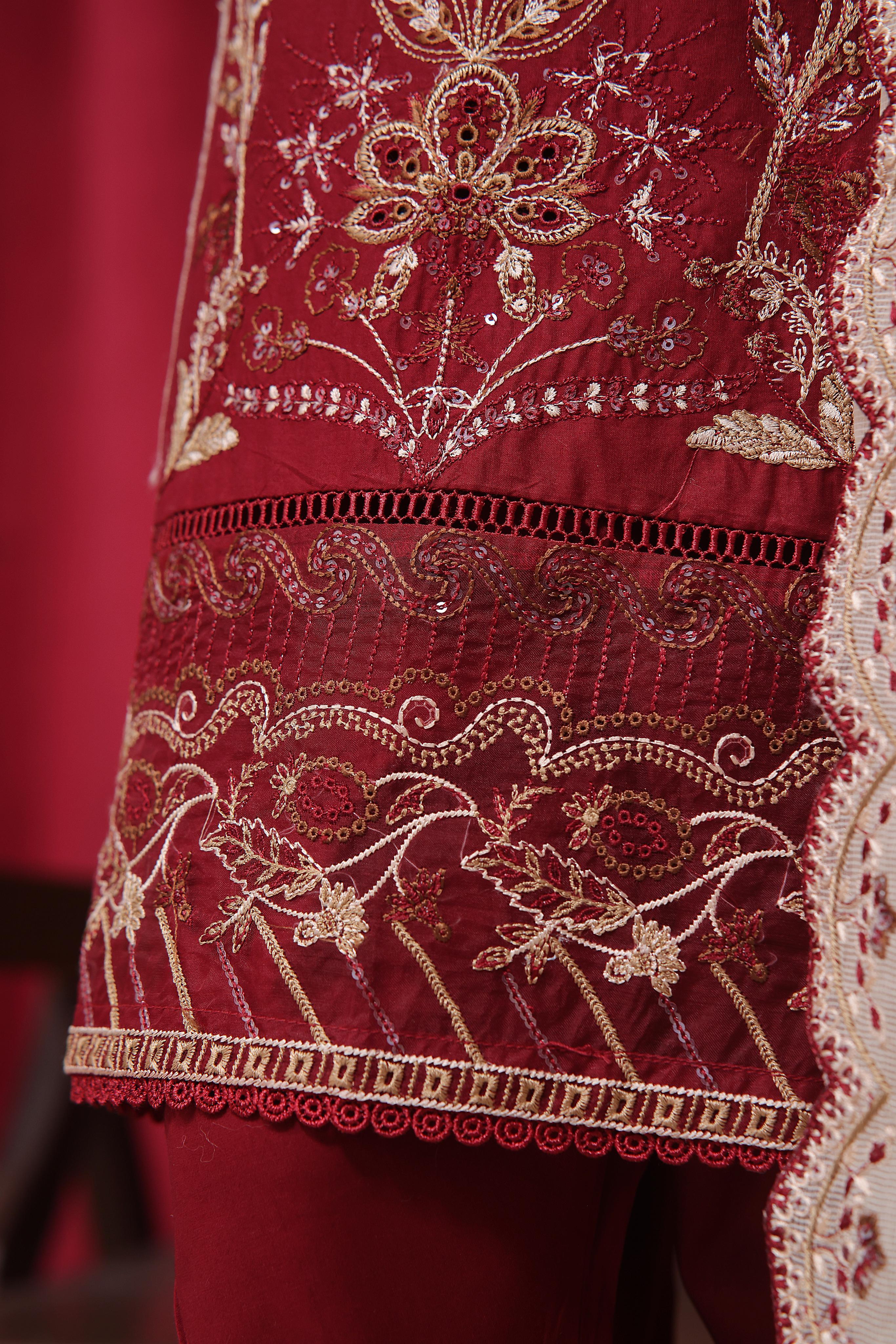 Dressline New Stitched 3 Piece Emb  Chikankari Cotton Collection