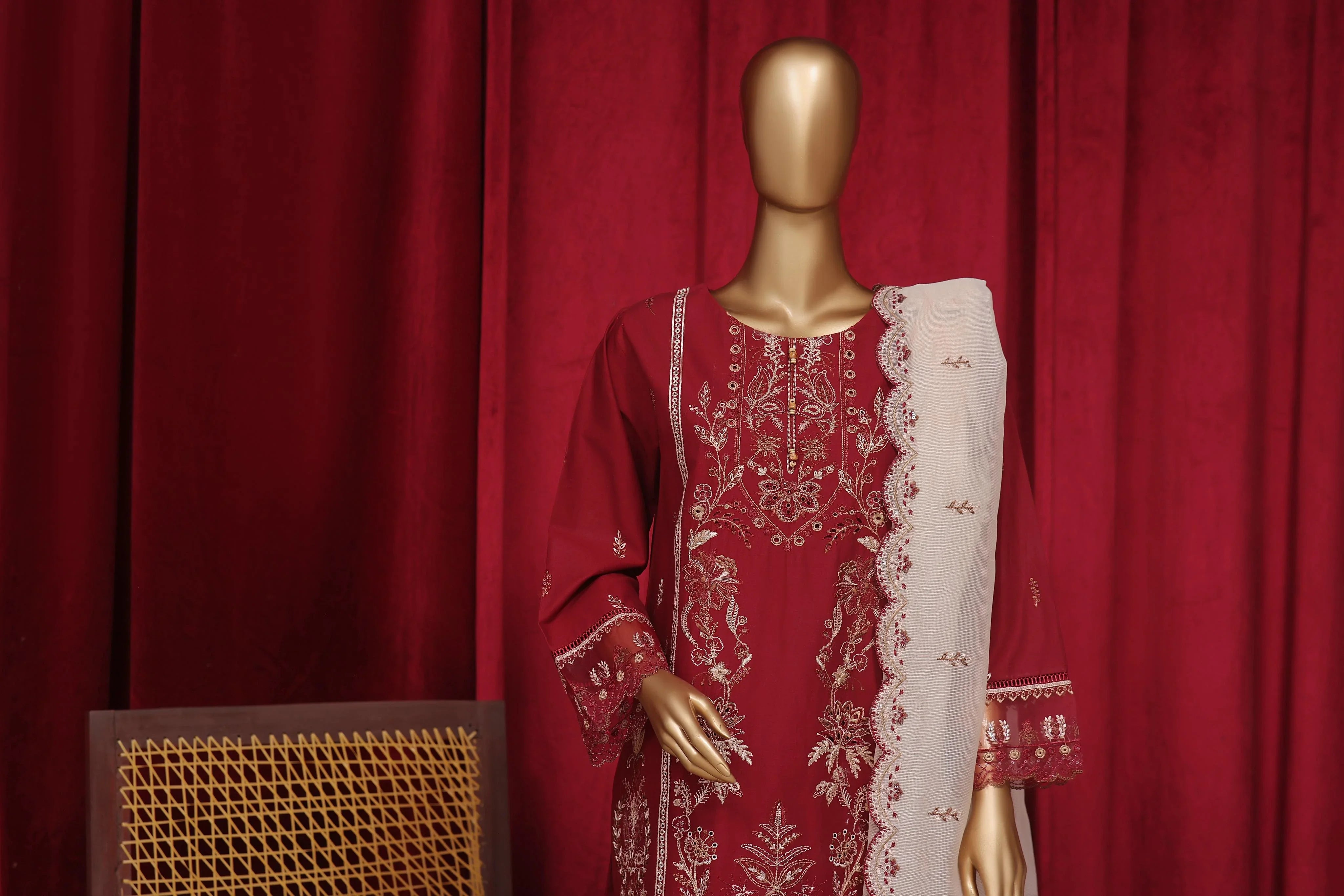 Dressline New Stitched 3 Piece Emb  Chikankari Cotton Collection