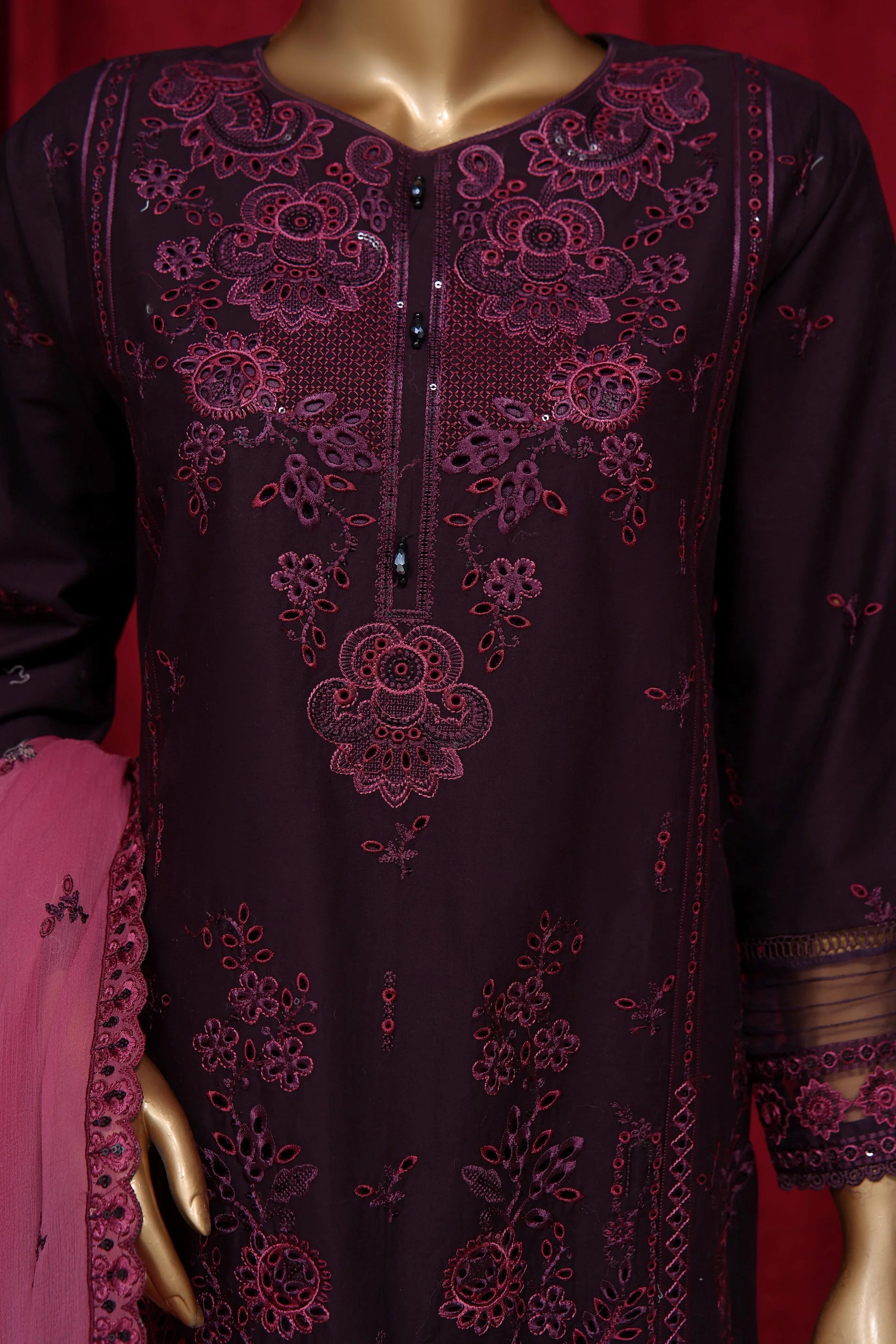 Dressline New Stitched 3 Piece Emb  Chikankari Cotton Collection
