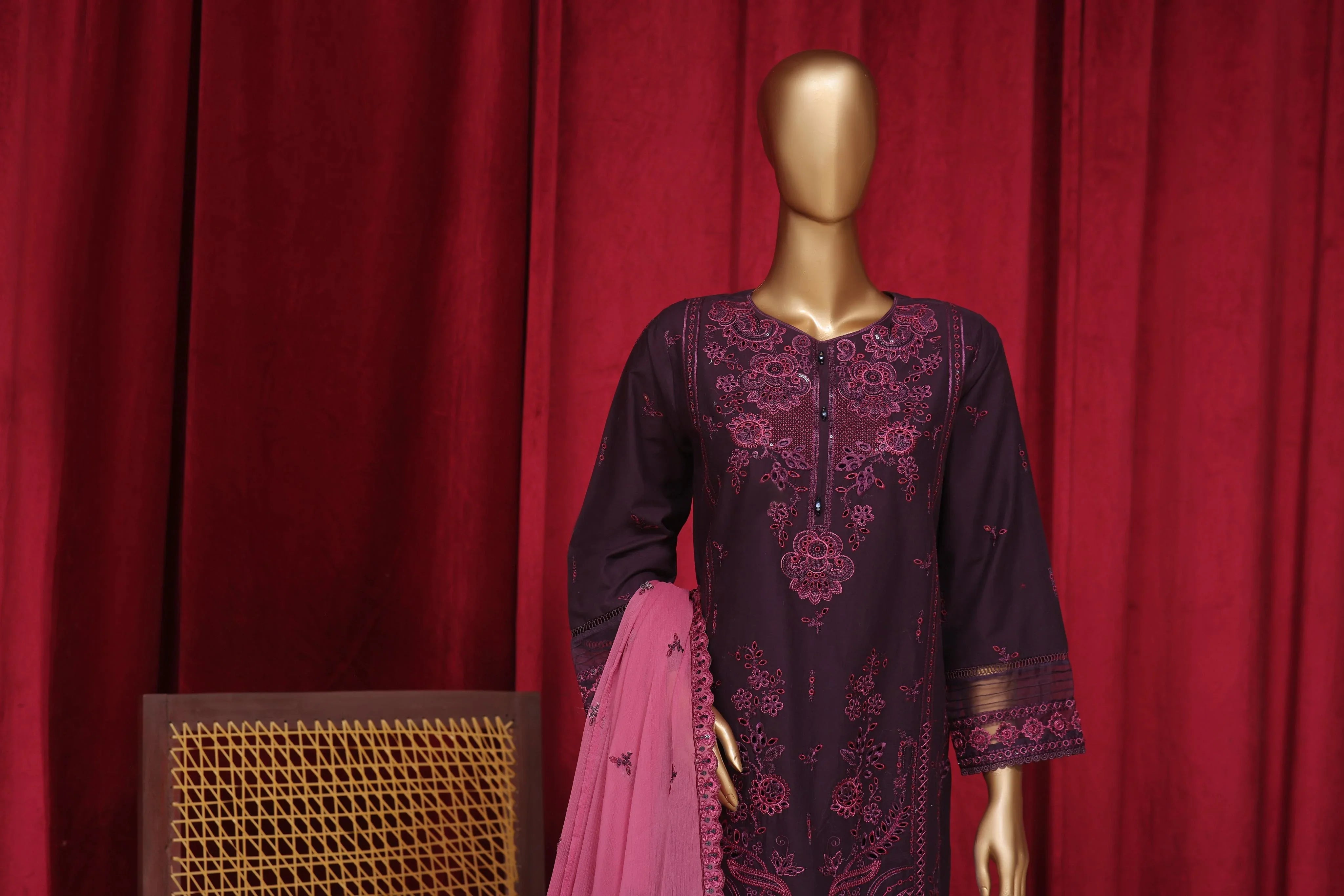 Dressline New Stitched 3 Piece Emb  Chikankari Cotton Collection