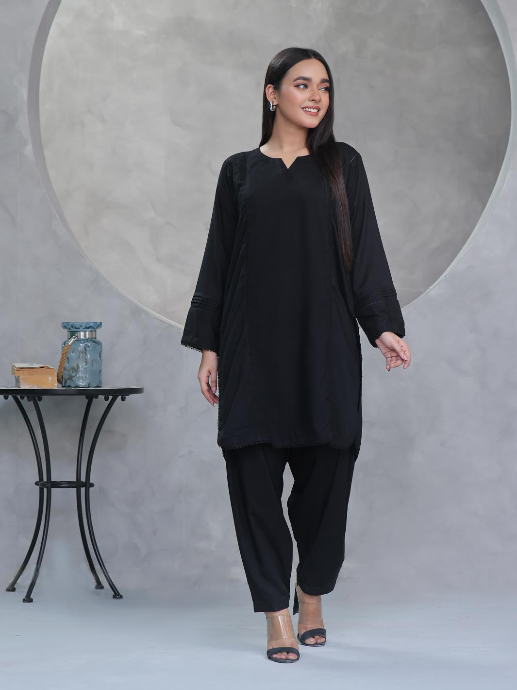 Tng By Md Stitched Collection-Rooja Co-Ord Set-Black