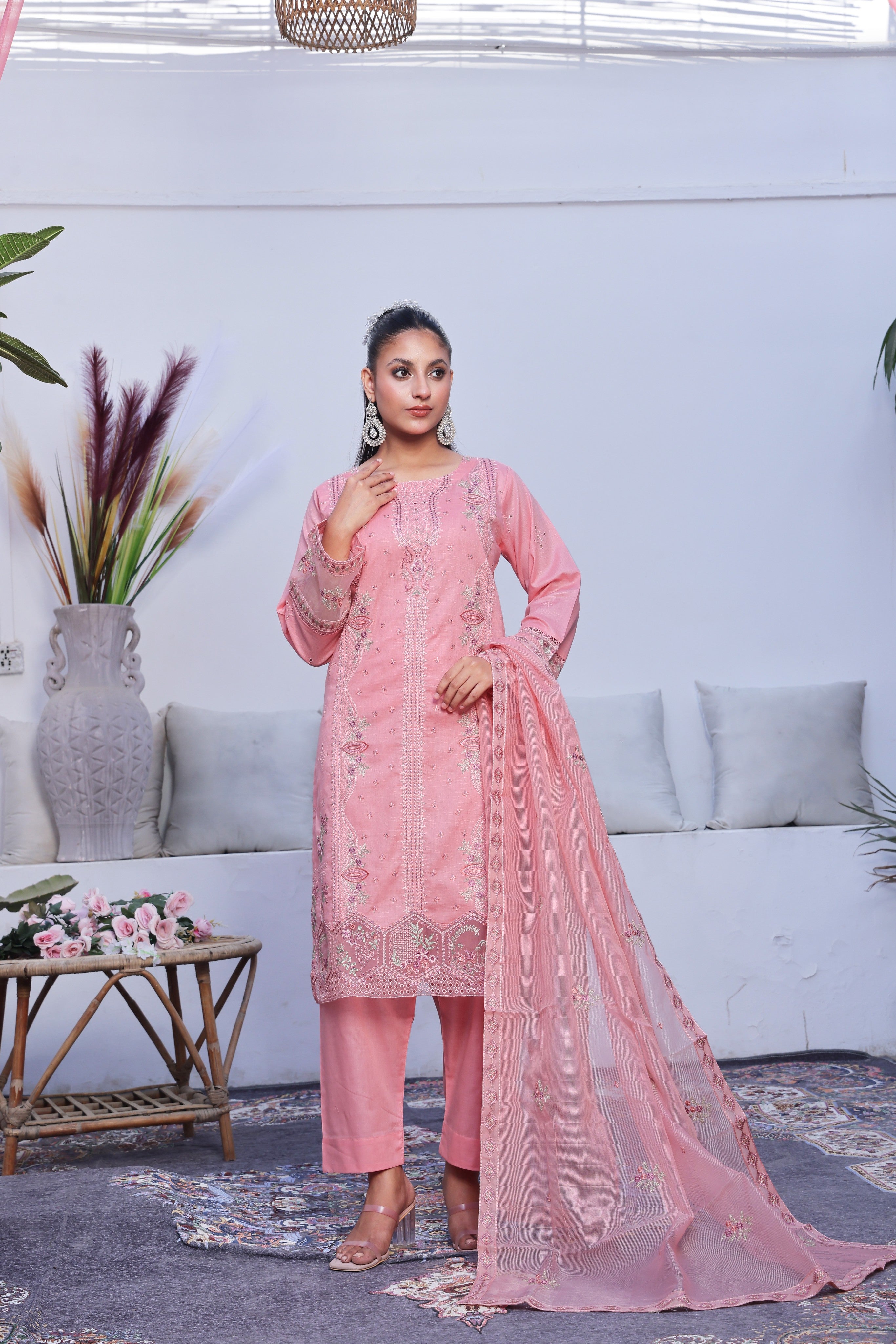 Dressline Stitched 3 Piece Luxury Emb Lawn Jacquard Collection