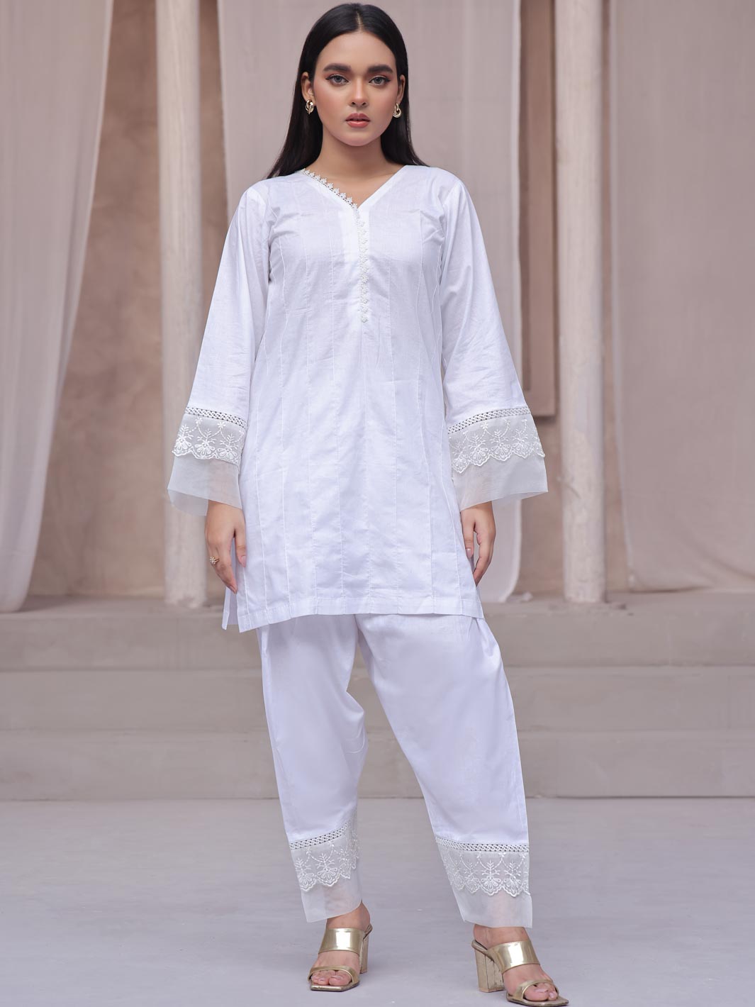 Tng By Md Stitched Collection-Ruba Co-Ord Set-White