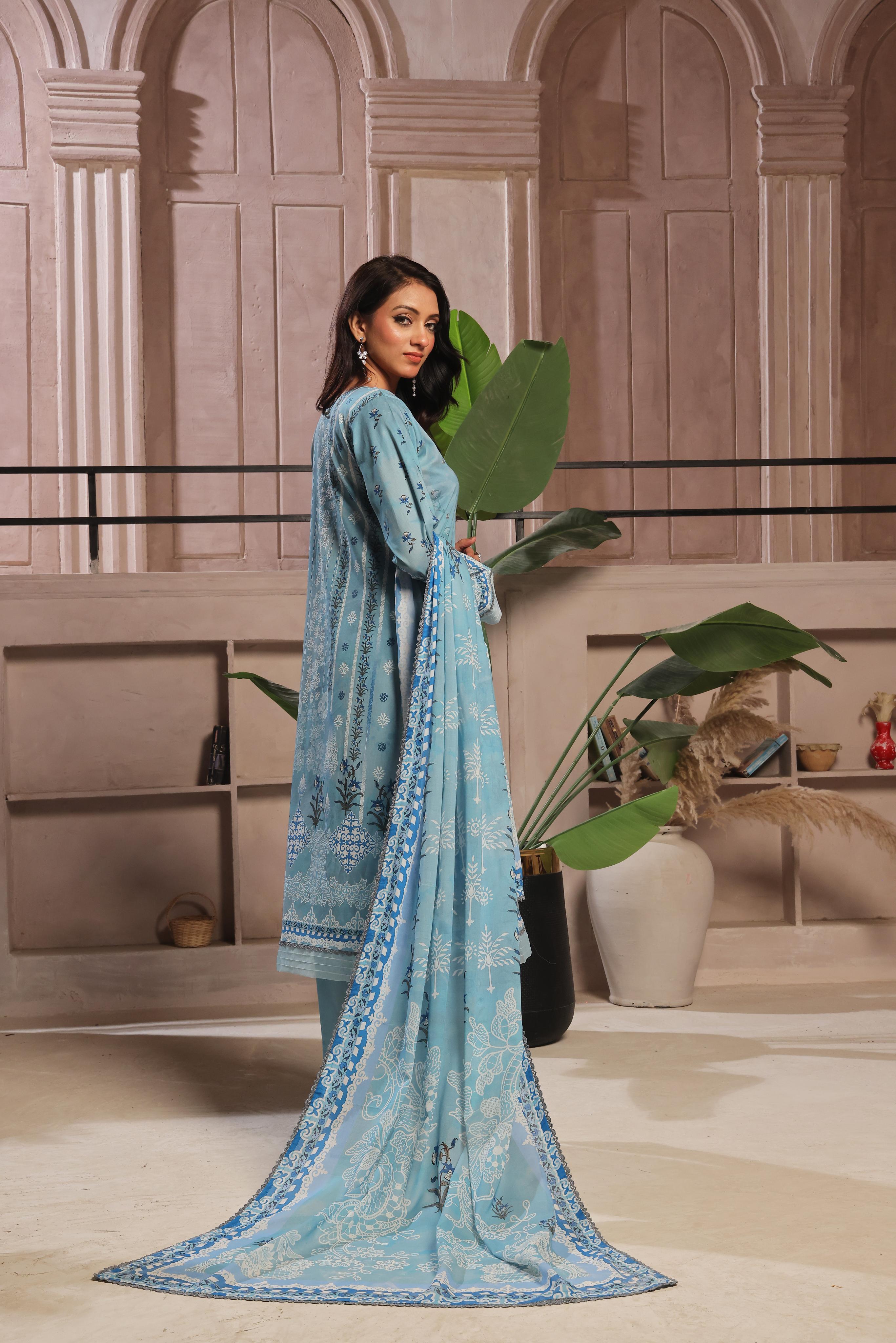 Dressline Launching New Unstitched 3 Pcs Premium Chikankaridigital Printed Lawn Collection