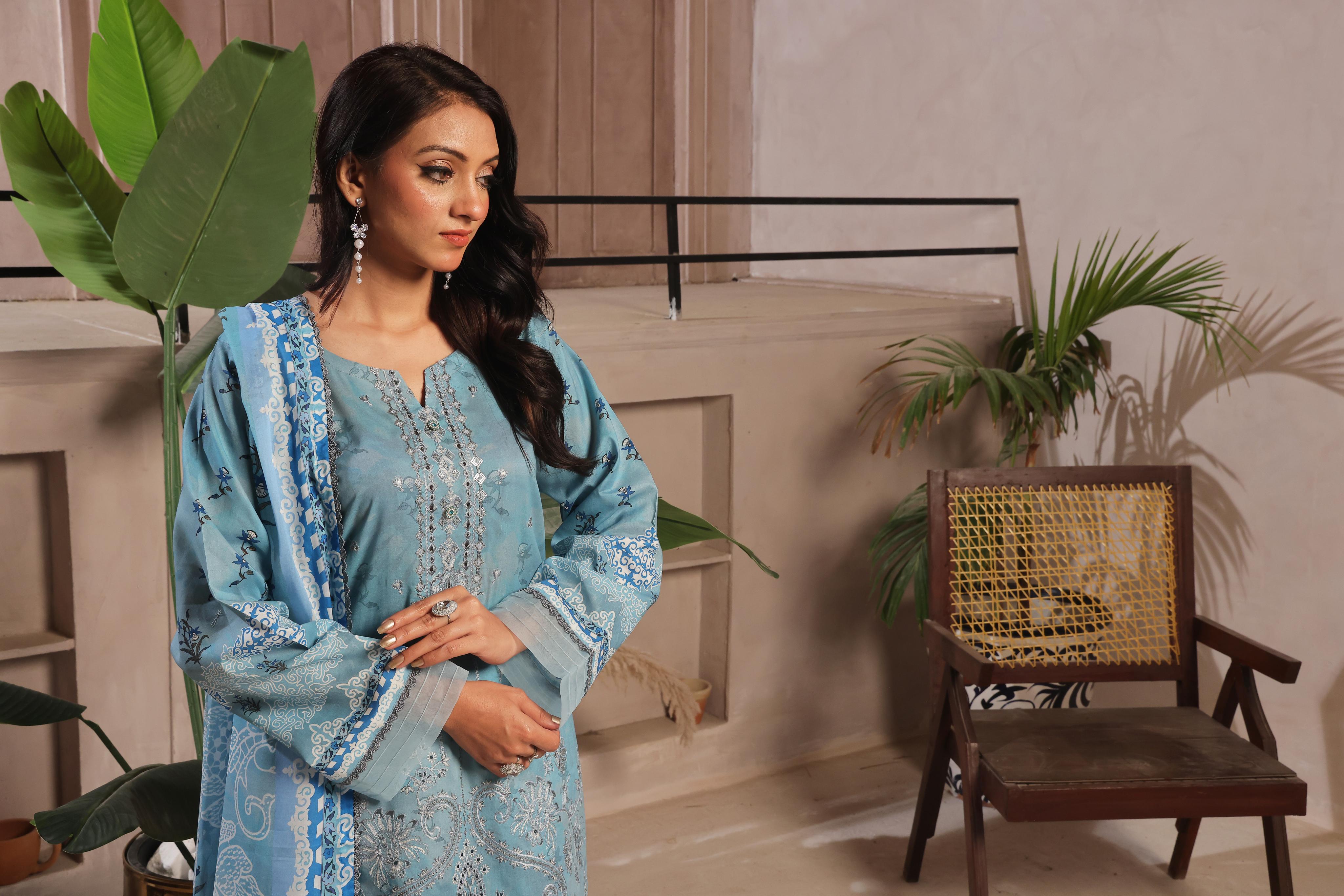 Dressline Launching New Unstitched 3 Pcs Premium Chikankaridigital Printed Lawn Collection