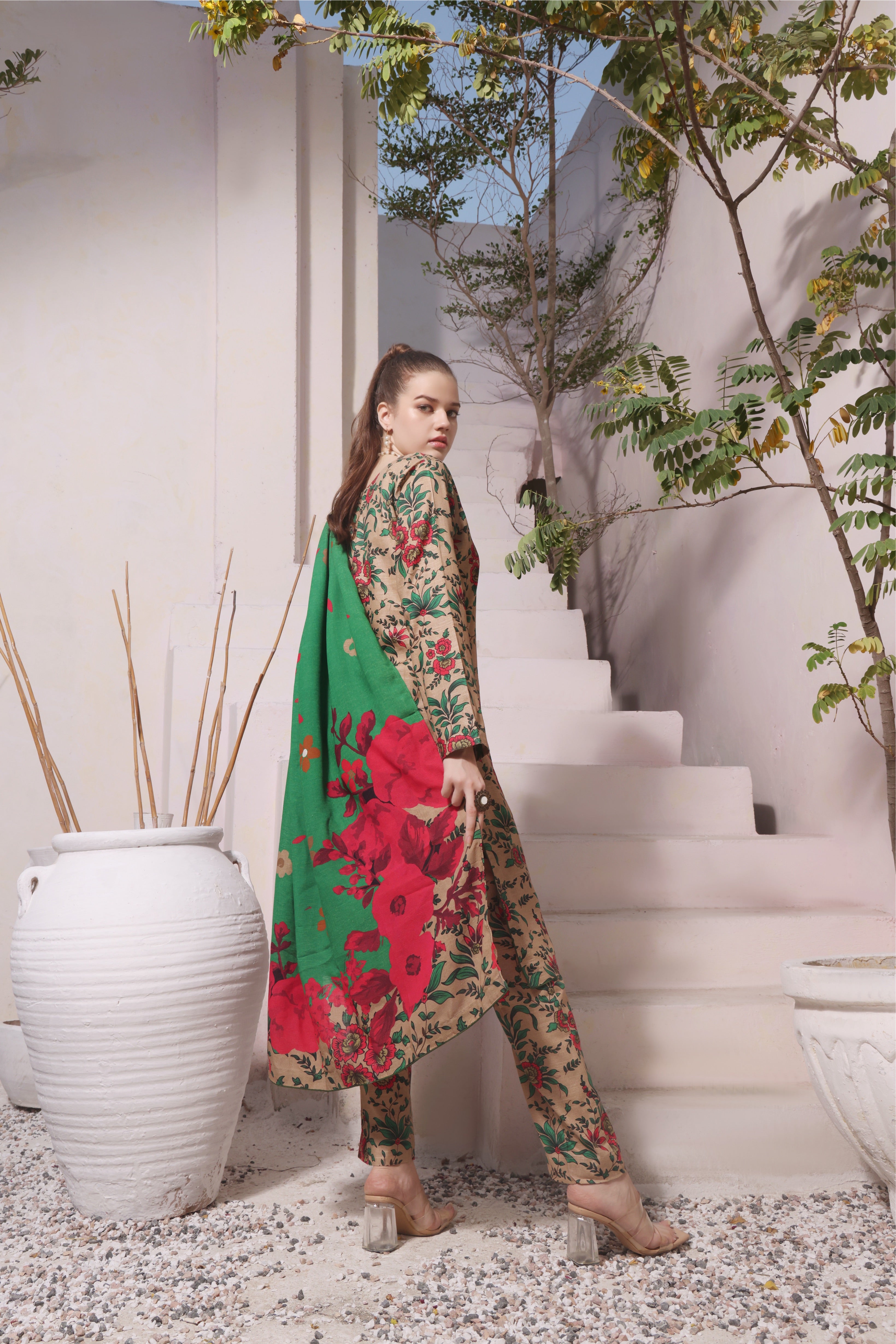 Feathers Unstitched 3 Piece Winter Collection-DESERT OASIS-FT286