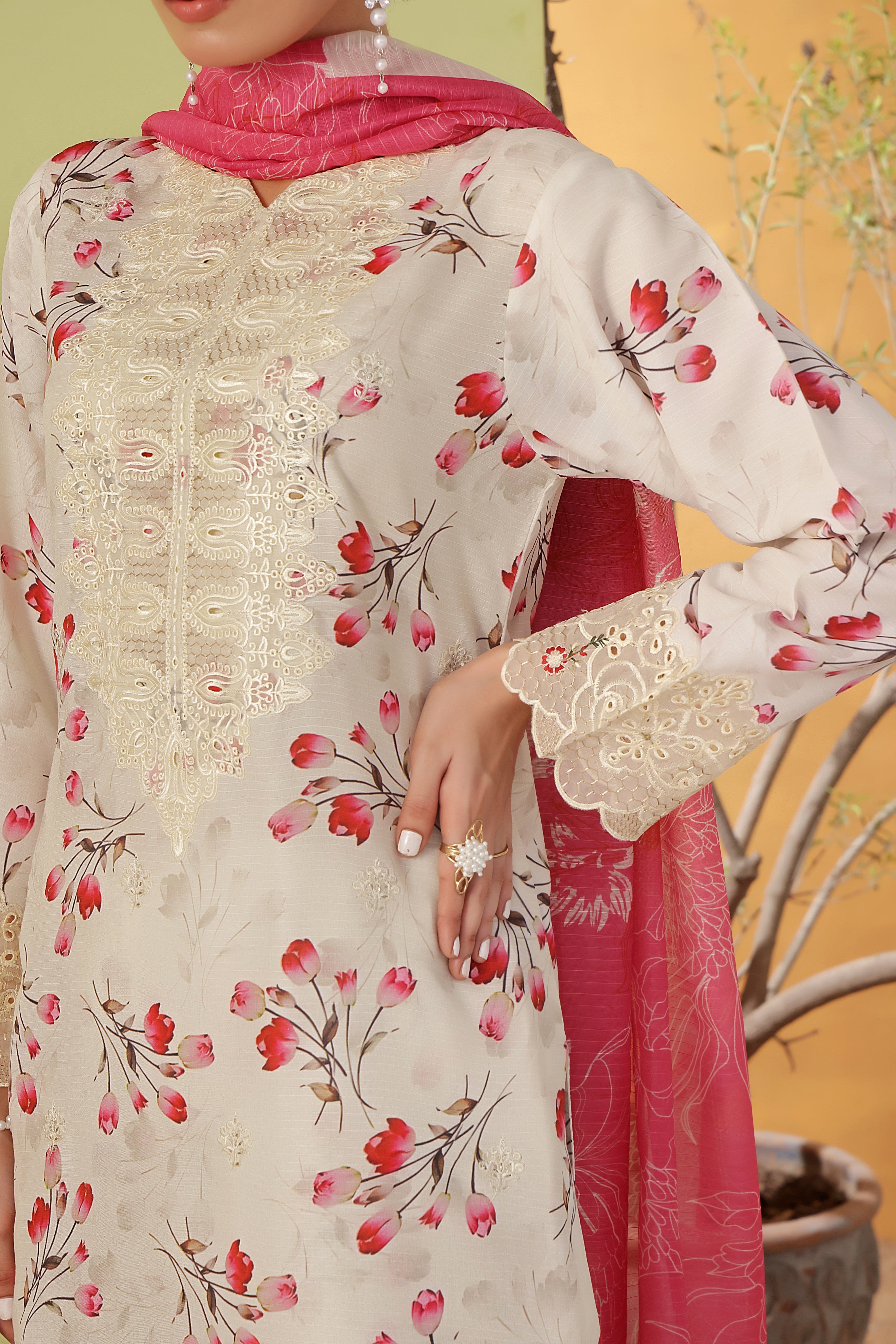 Dressline Noray Stitched 3 Piece Luxury Emb Pp Staple Collection