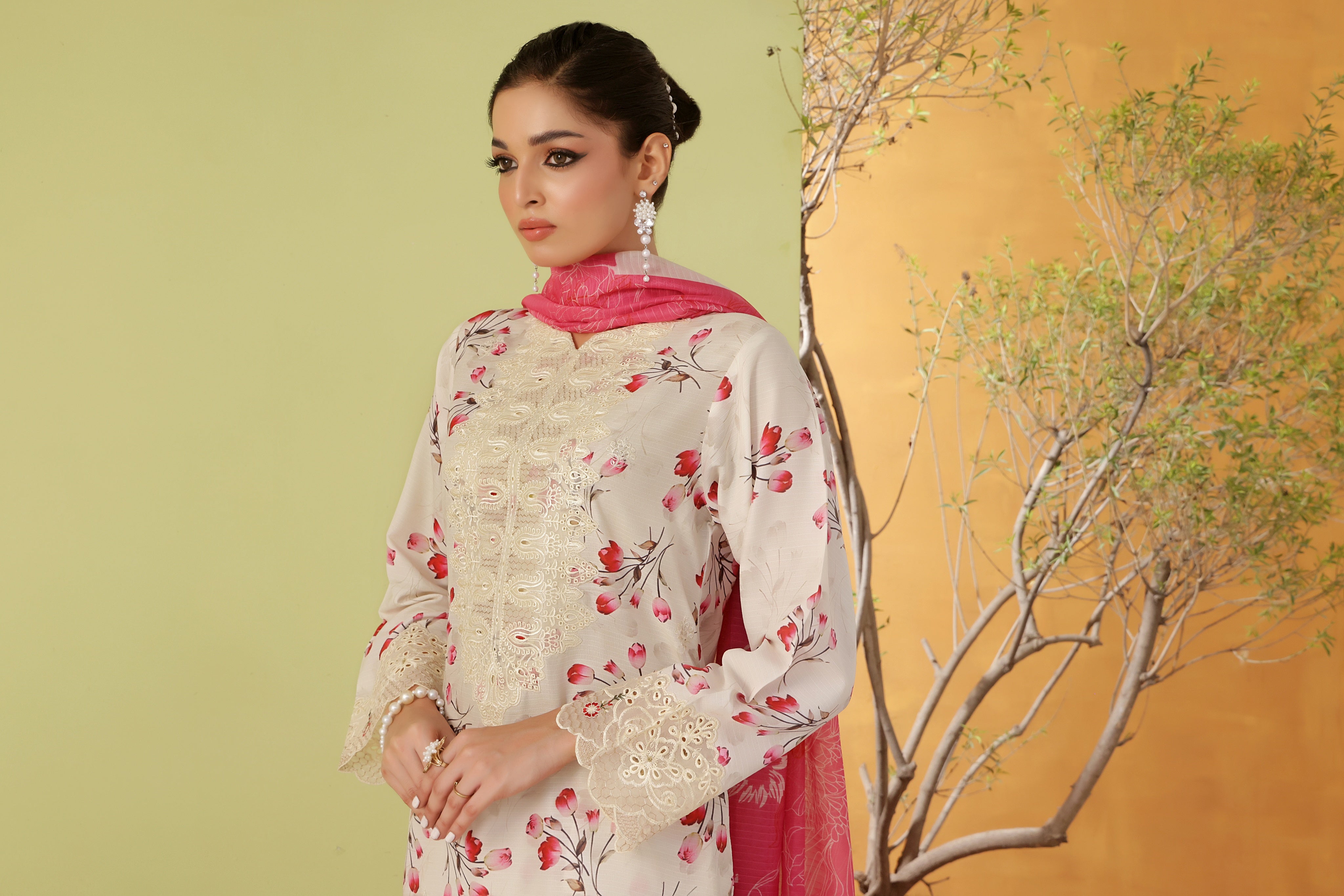 Dressline Noray Stitched 3 Piece Luxury Emb Pp Staple Collection