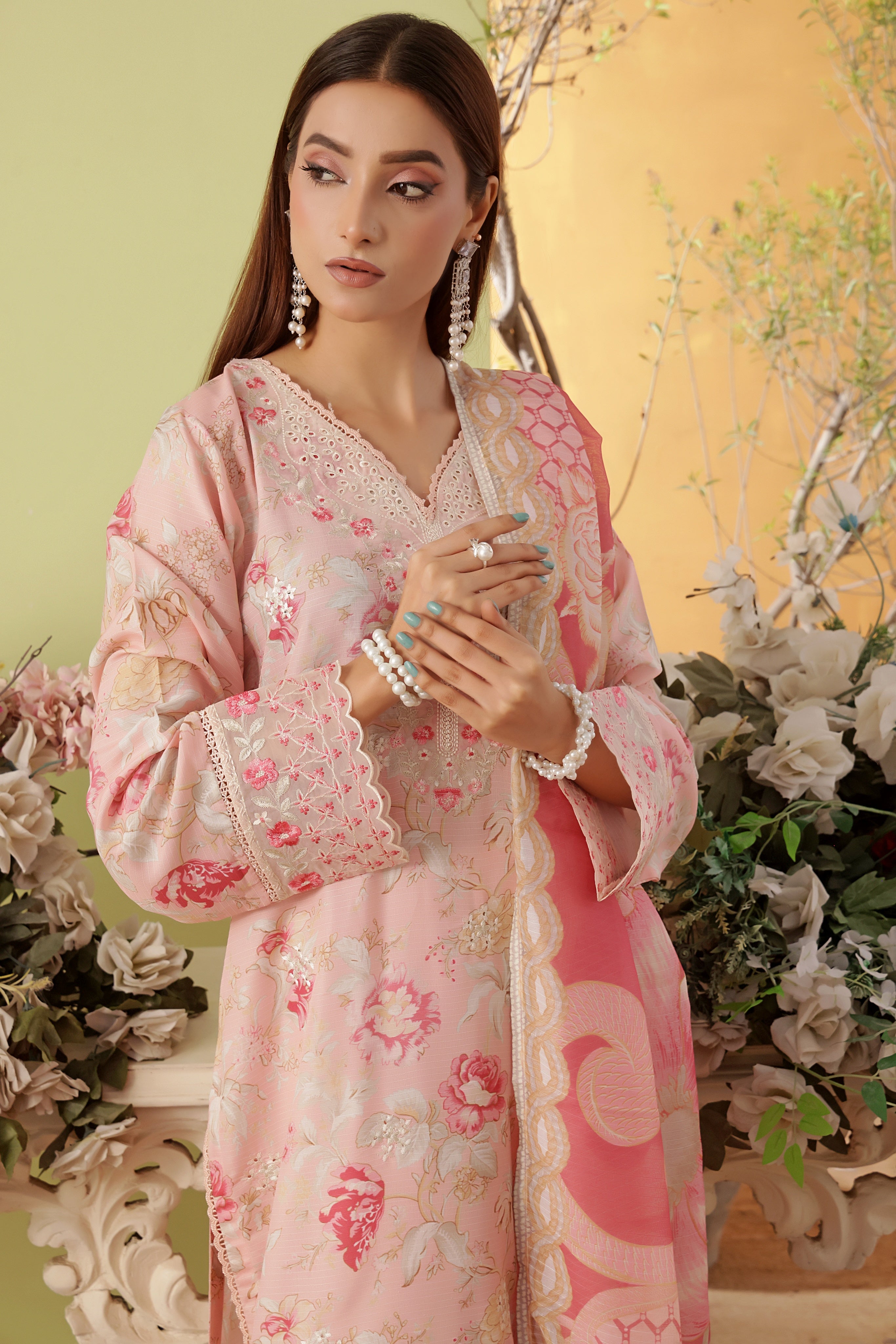 Dressline Noray Stitched 3 Piece Luxury Emb Pp Staple Collection