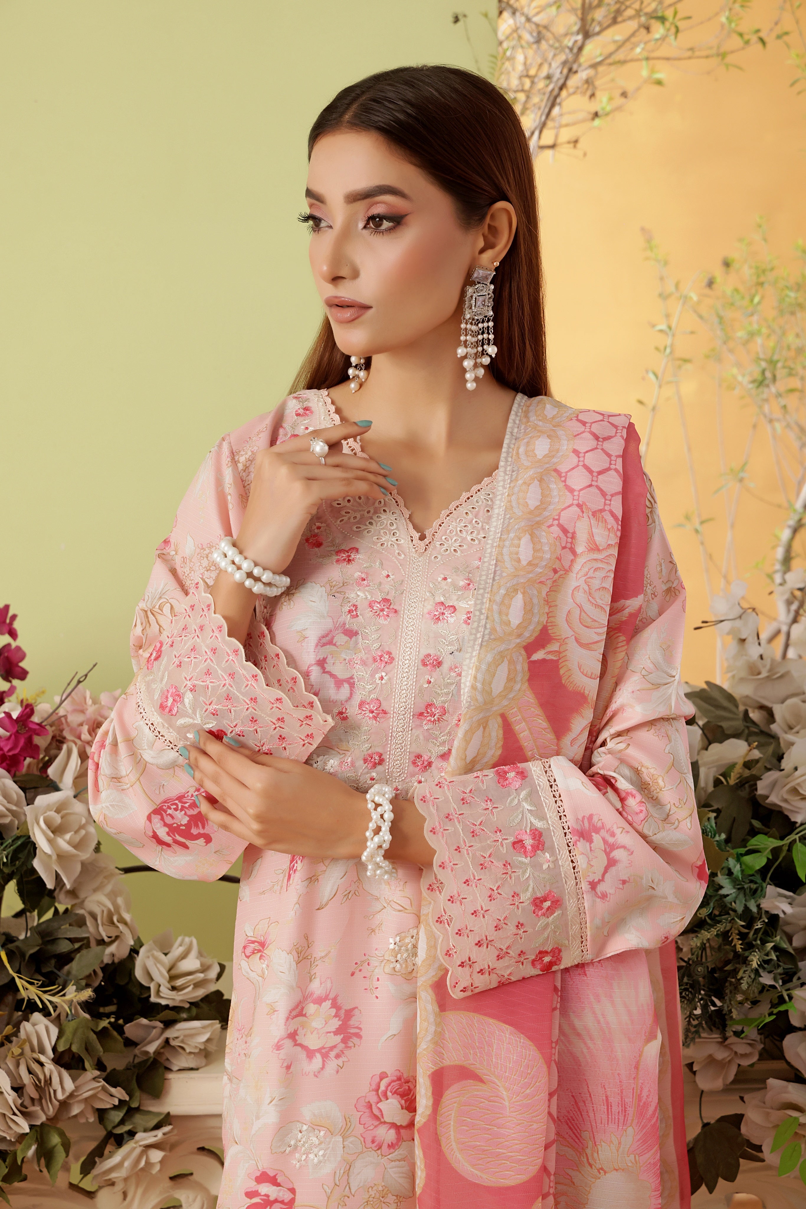 Dressline Noray Stitched 3 Piece Luxury Emb Pp Staple Collection