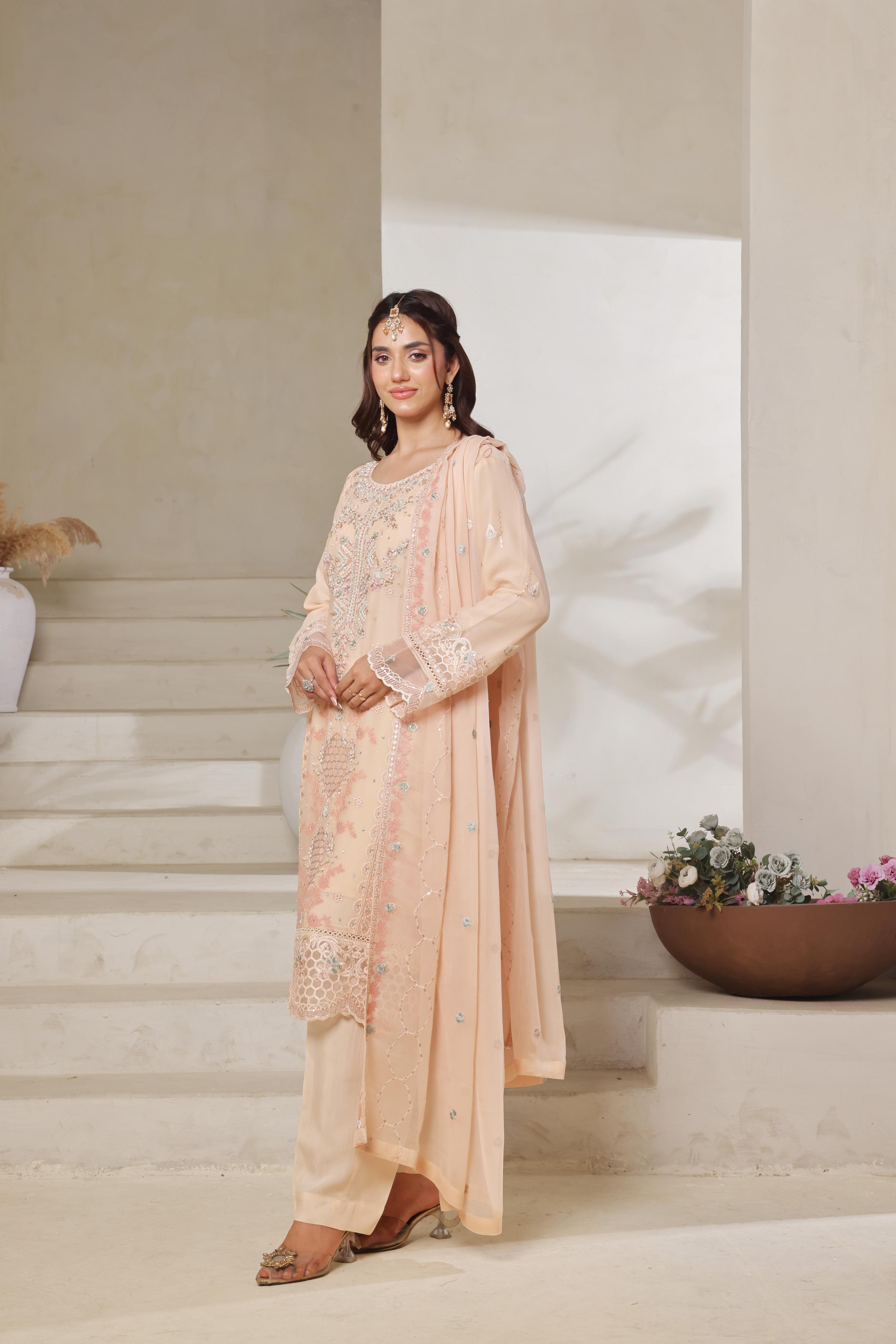 Dressline Zeva Festive Elegance Redefined Stitched 3 Piece Hand-Emb Chiffon