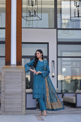 Dressline New Semi Stitched 3 Pcs Premium Dyed Lawn Fancy Full Chikankari With Sequence Embaa Collection 2025