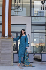 Dressline New Semi Stitched 3 Pcs Premium Dyed Lawn Fancy Full Chikankari With Sequence Embaa Collection 2025