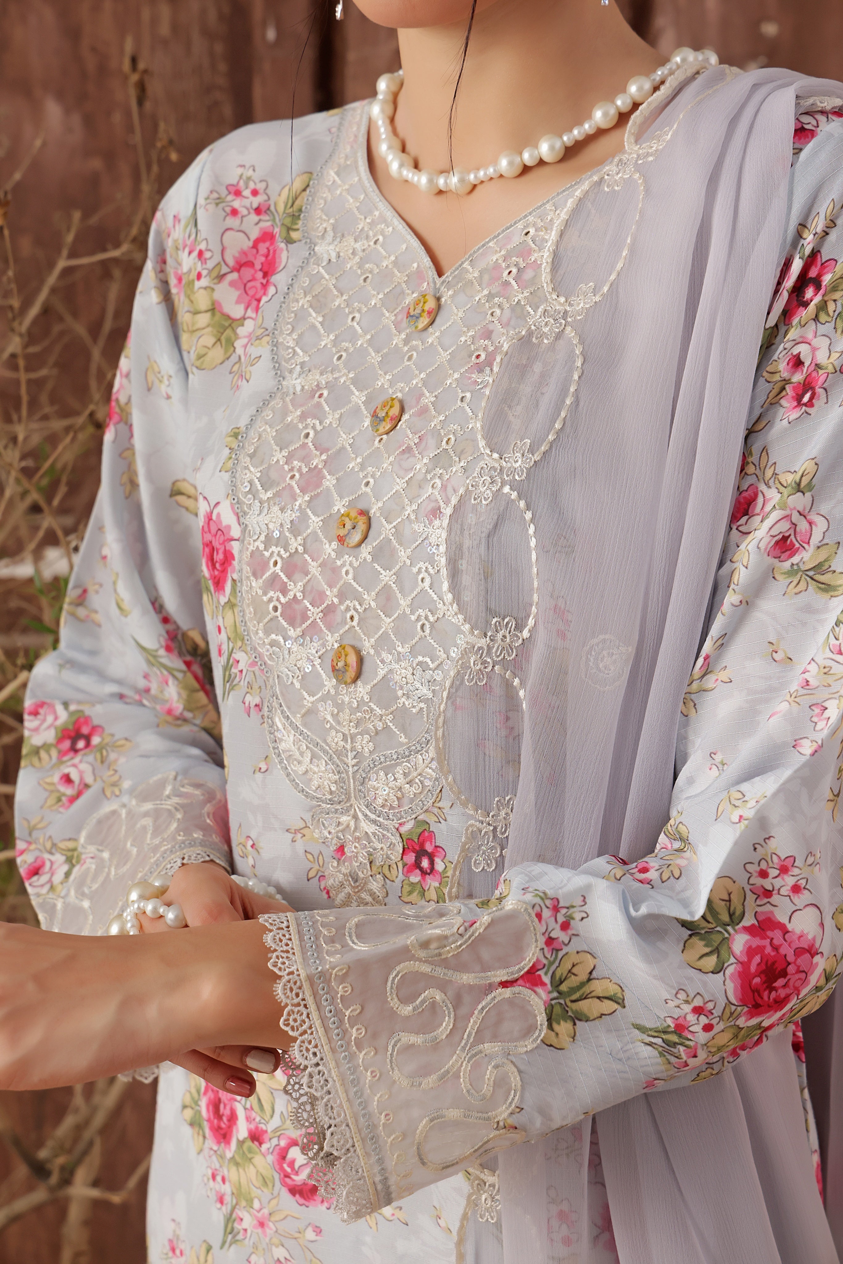 Dressline Azlin Stitched 3 Piece Luxury Emb Pp Staple Collection
