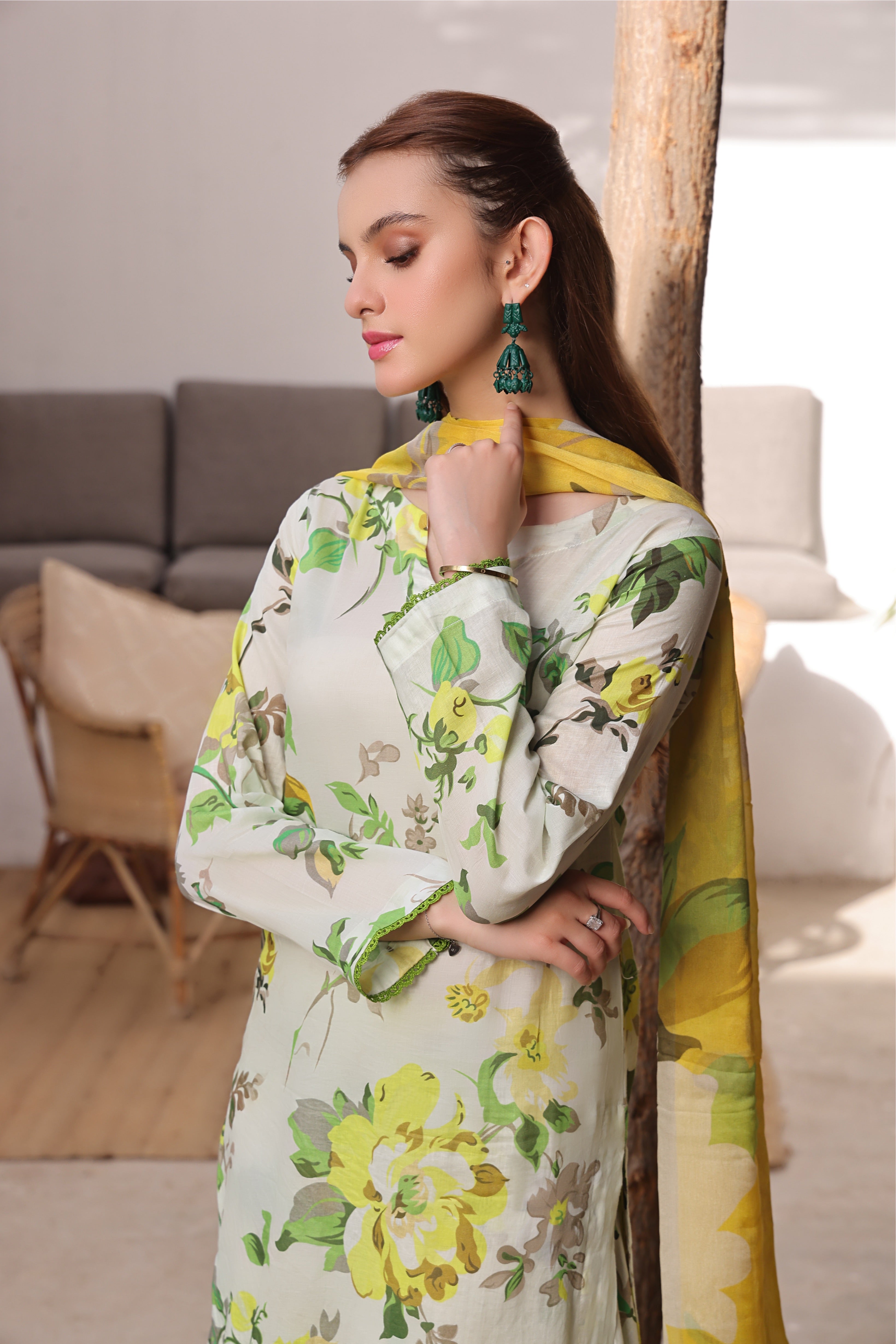 Feathers Unstitched 3 Piece Summer Collection-OLEANDER-FT403