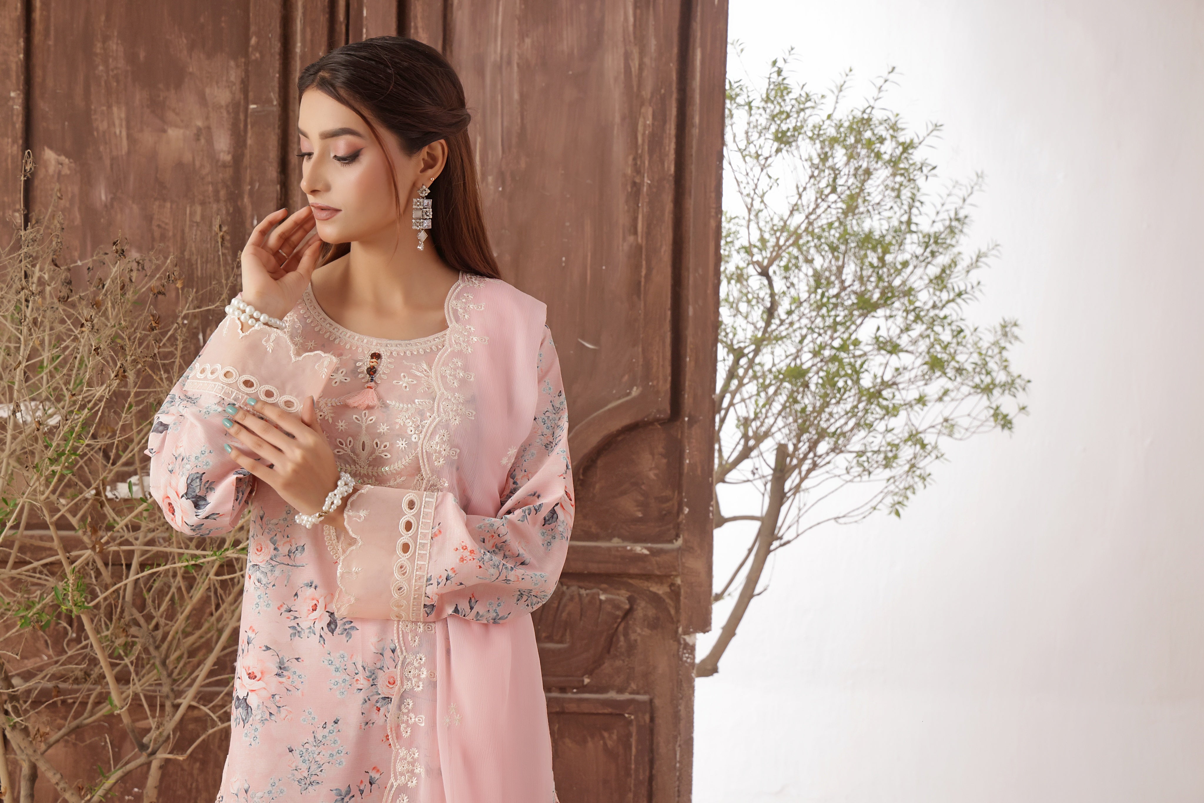 Dressline Azlin Stitched 3 Piece Luxury Emb Pp Staple Collection