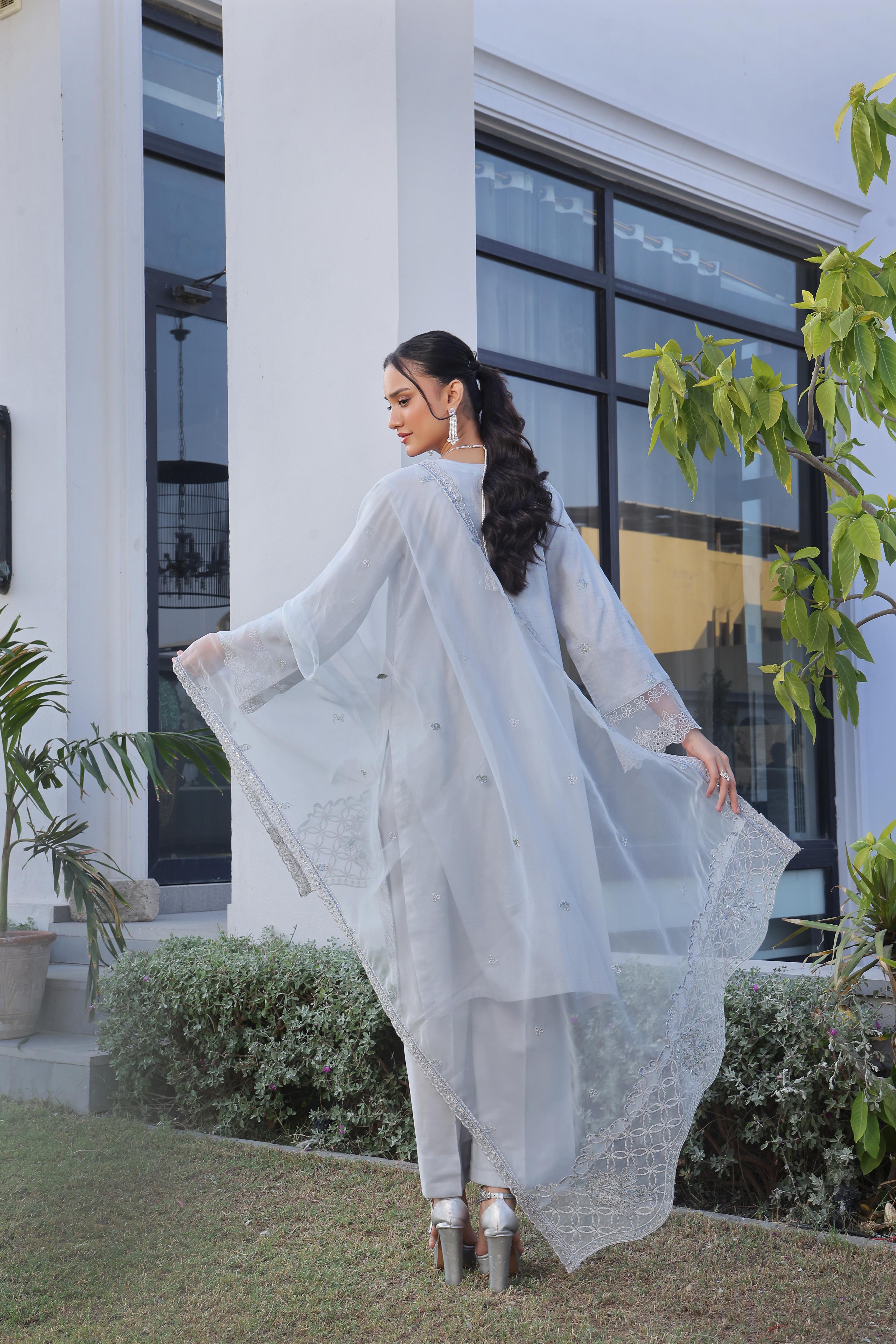 Dressline New Semi Stitched  3 Pcs Premium Emb Chikankari& Laserkari Jacquard Lawn Collection