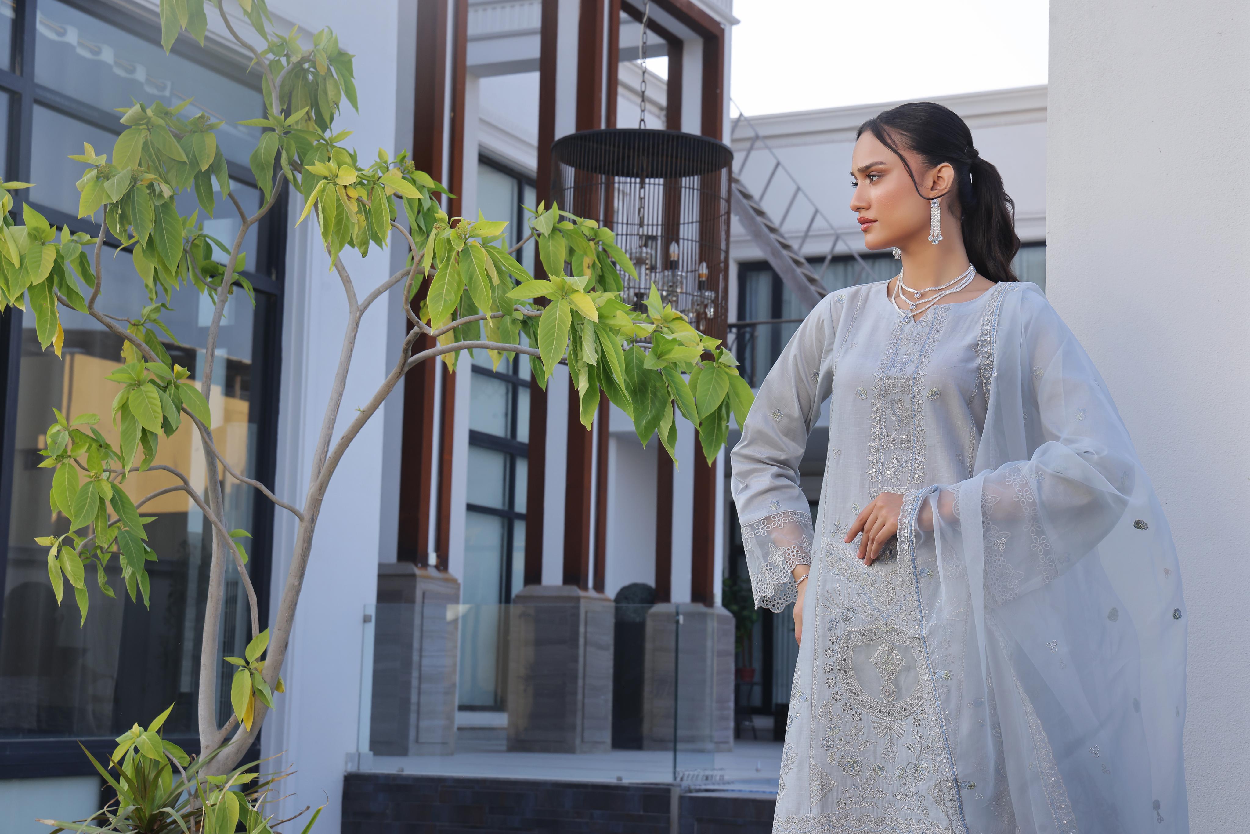 Dressline New Semi Stitched  3 Pcs Premium Emb Chikankari& Laserkari Jacquard Lawn Collection