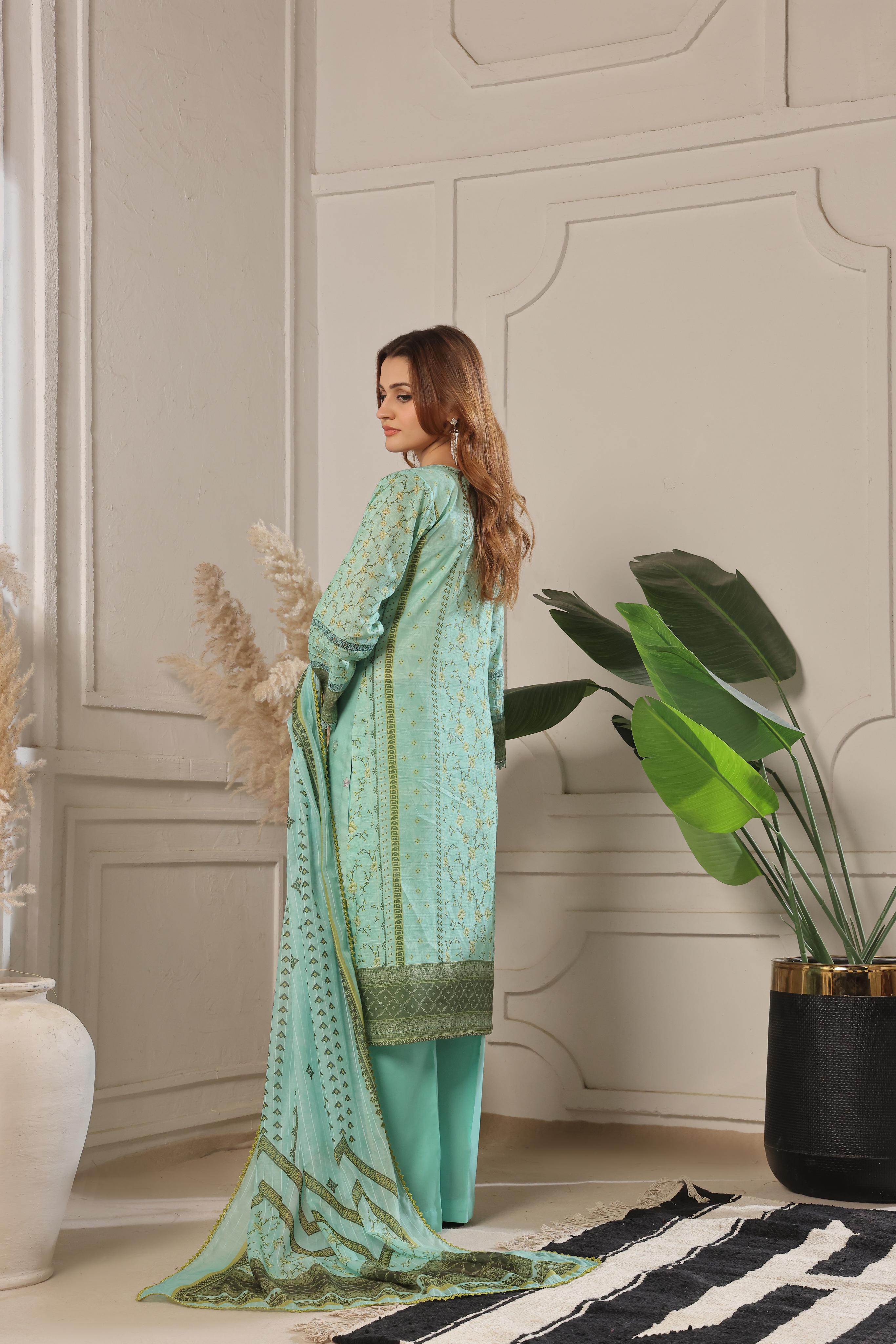 Dressline Launching New Unstitched  3 Pcs Premium Chikankari Emb Digital Printed Bana Dora Lawn Collection
