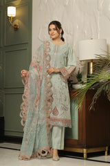 Dressline New Semi Stitched 3 Pcs Premium Boring Lawn Fancy Chikankari & Laserkari Emb Collection