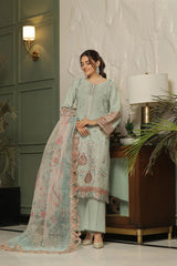 Dressline New Semi Stitched 3 Pcs Premium Boring Lawn Fancy Chikankari & Laserkari Emb Collection