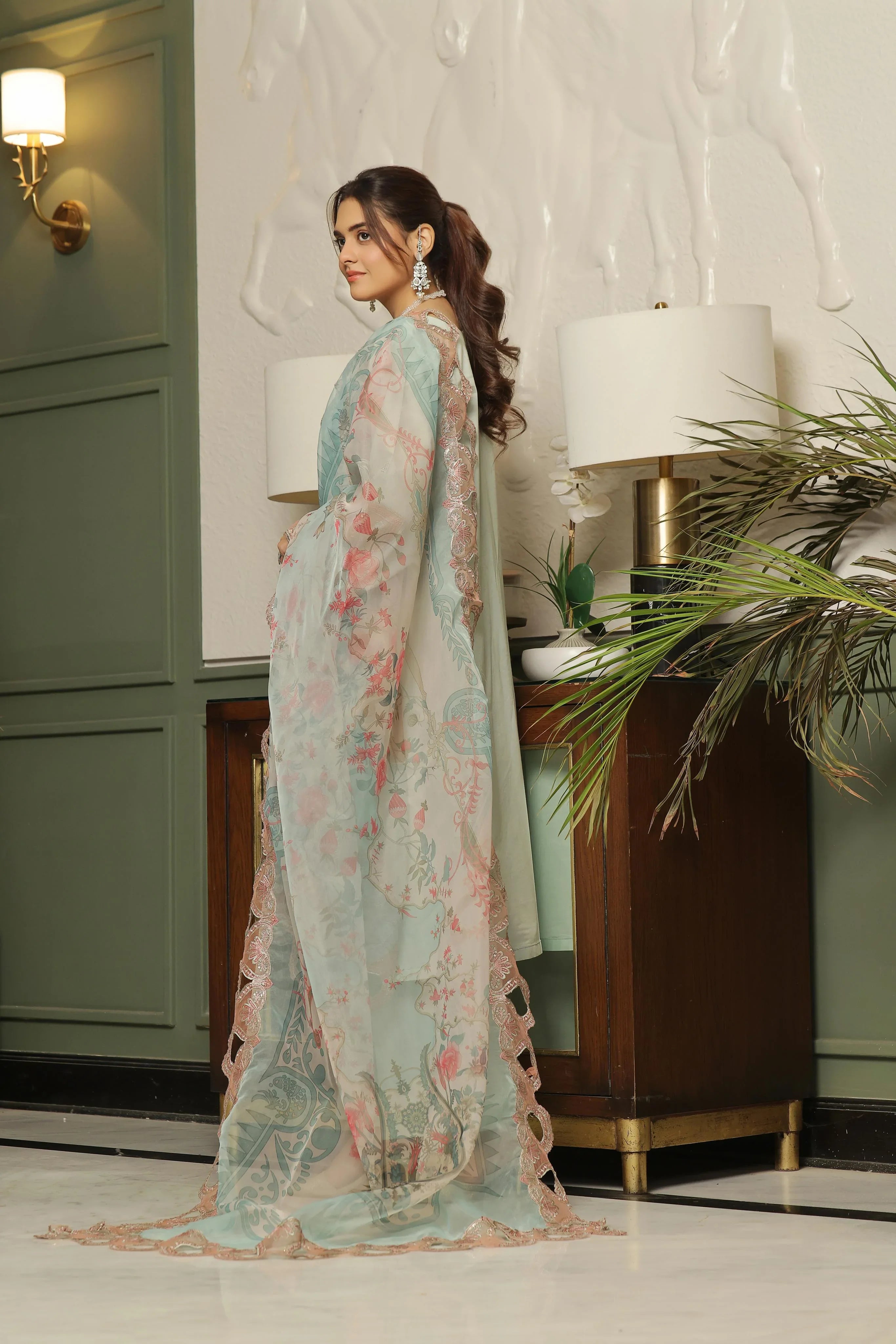 Dressline New Semi Stitched 3 Pcs Premium Boring Lawn Fancy Chikankari & Laserkari Emb Collection