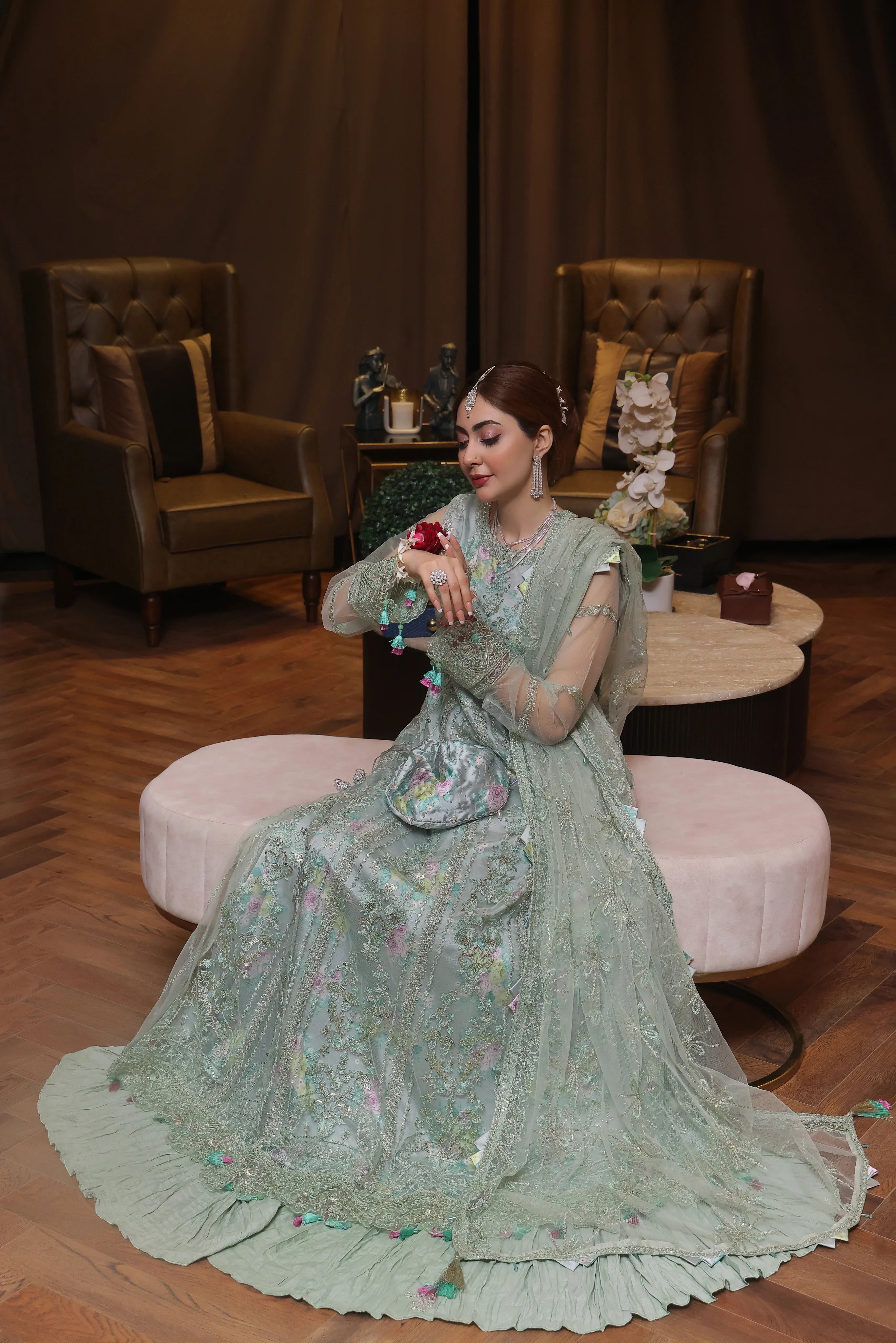 Dressline Semi Stitched 3 Pc Luxury Emb Net Collection