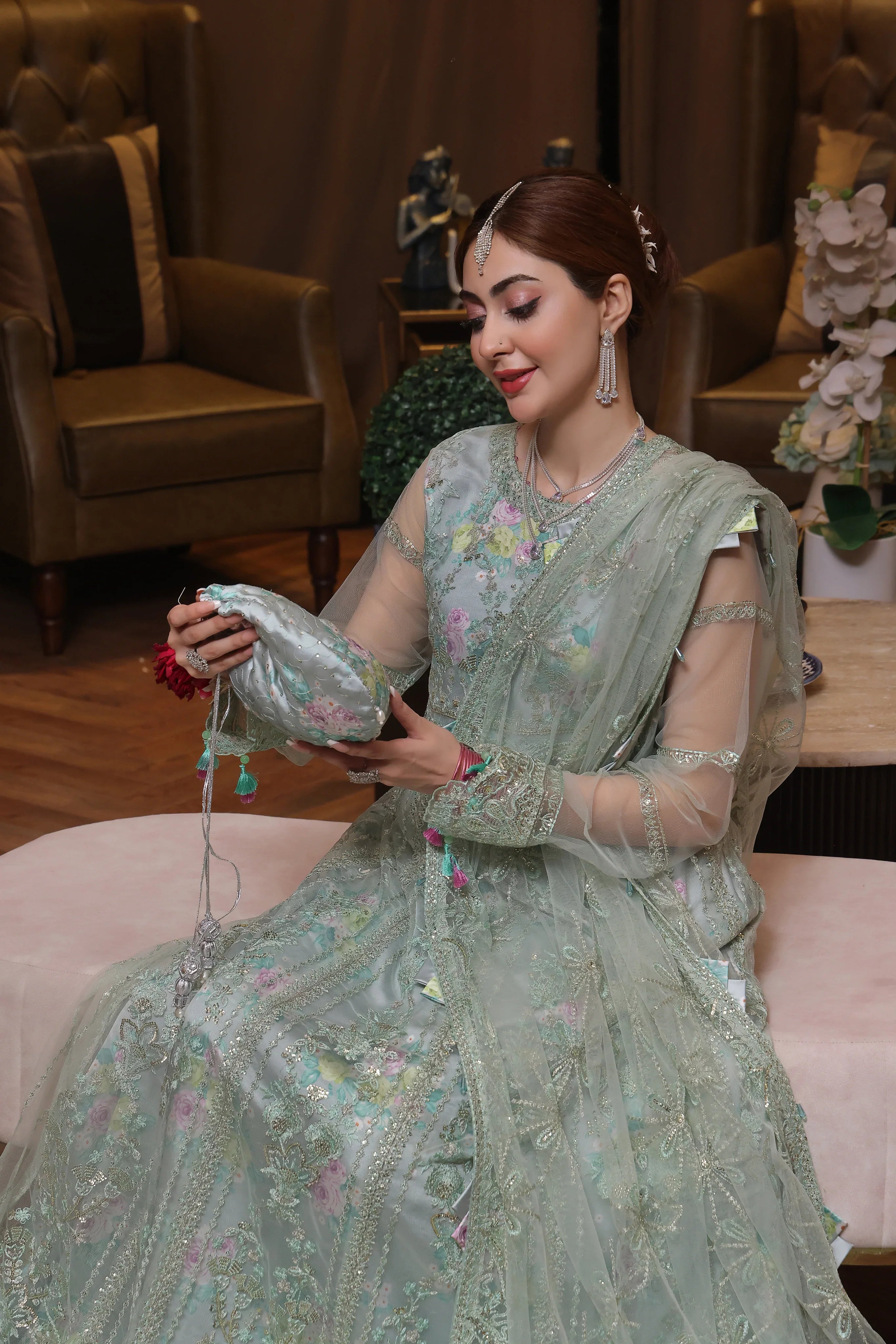 Dressline Semi Stitched 3 Pc Luxury Emb Net Collection