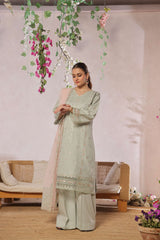 Dressline New Semi Stitched  3 Pcs Premium Emb ChikankariJacquard Lawn Collection