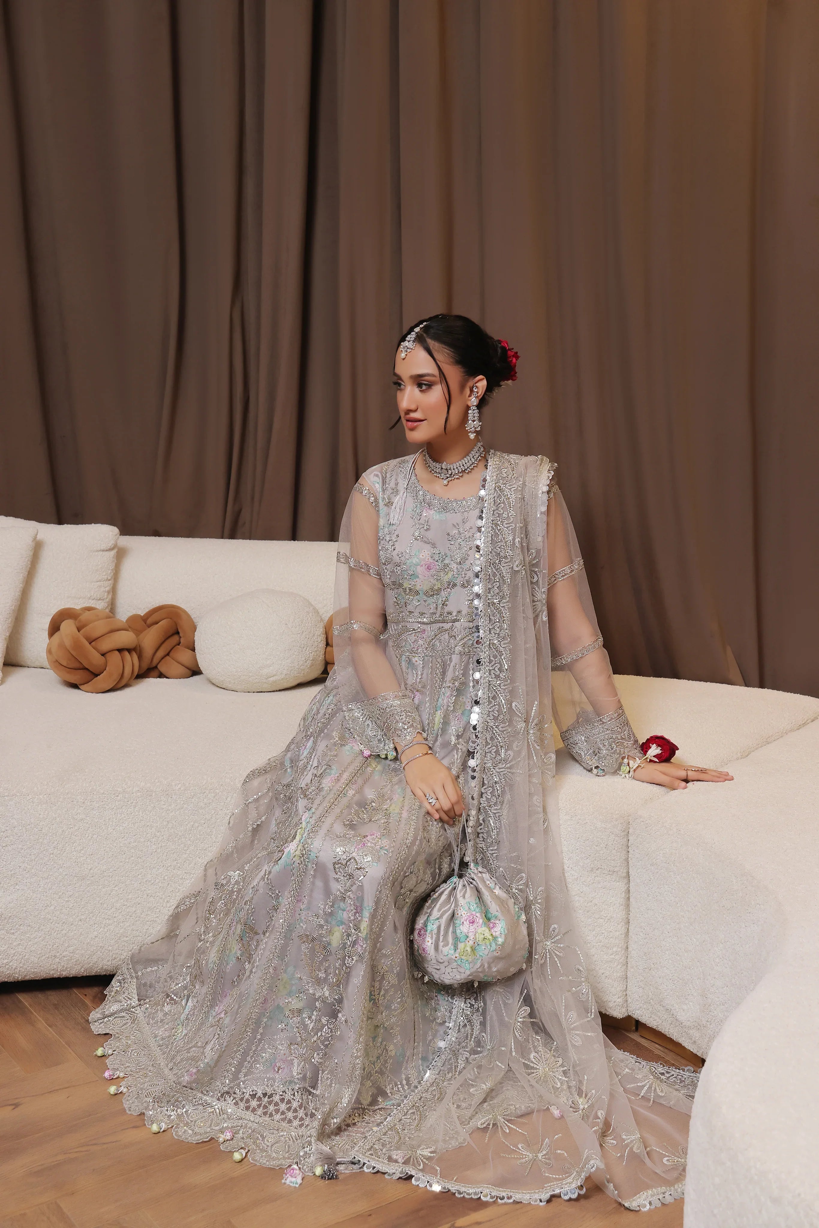 Dressline Semi Stitched 3 Pc Luxury Emb Net Collection