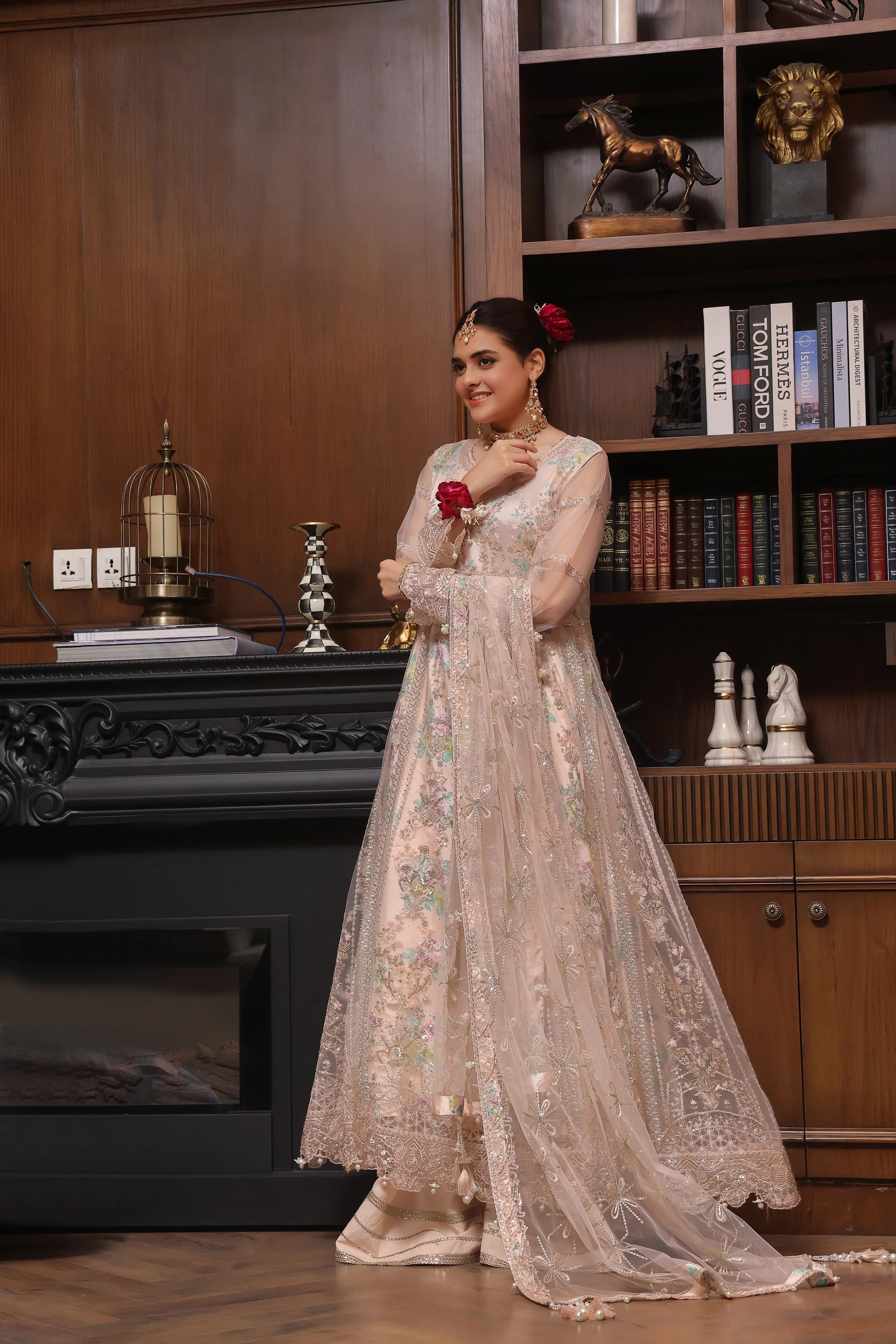 Dressline Semi Stitched 3 Pc Luxury Emb Net Collection
