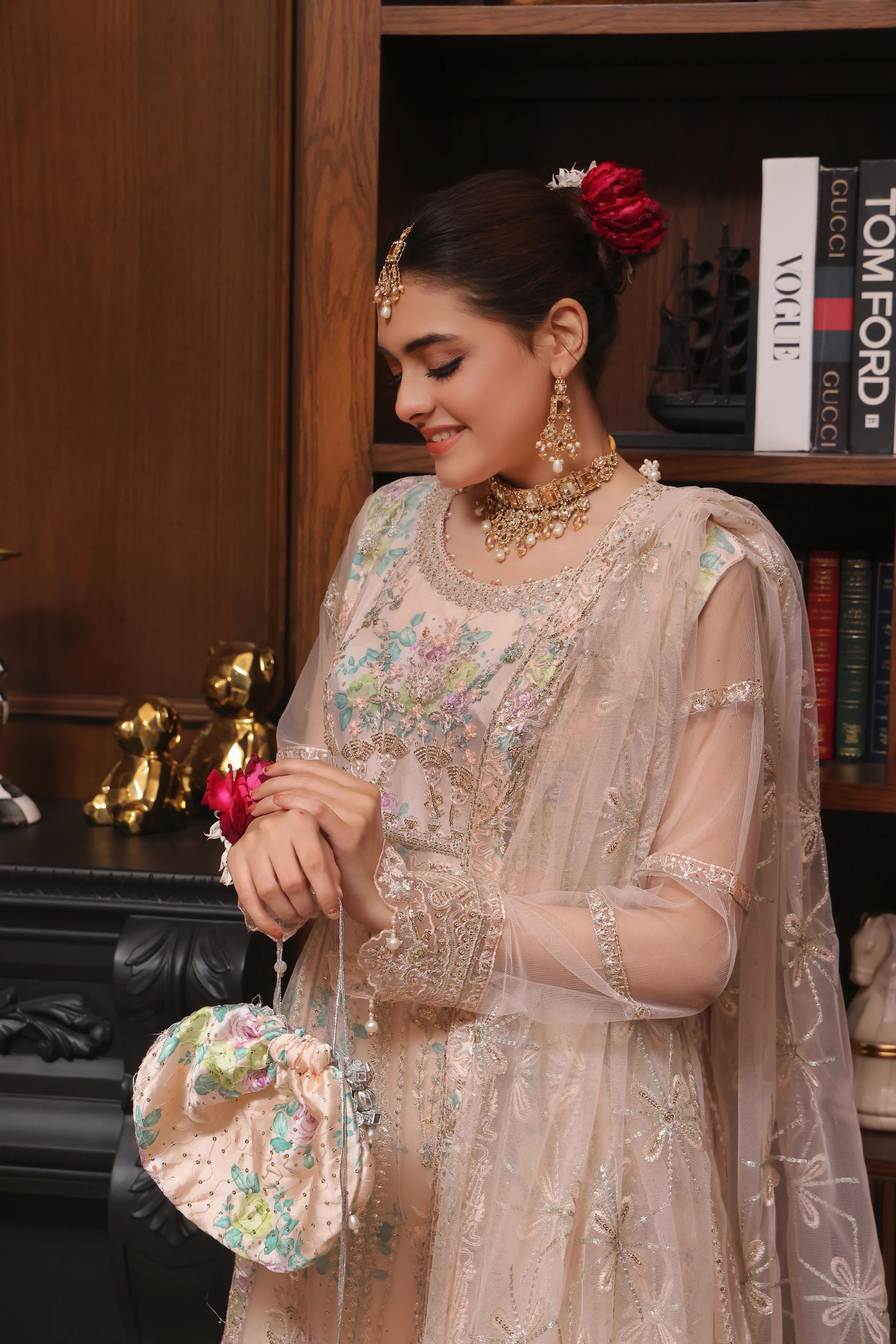 Dressline Semi Stitched 3 Pc Luxury Emb Net Collection