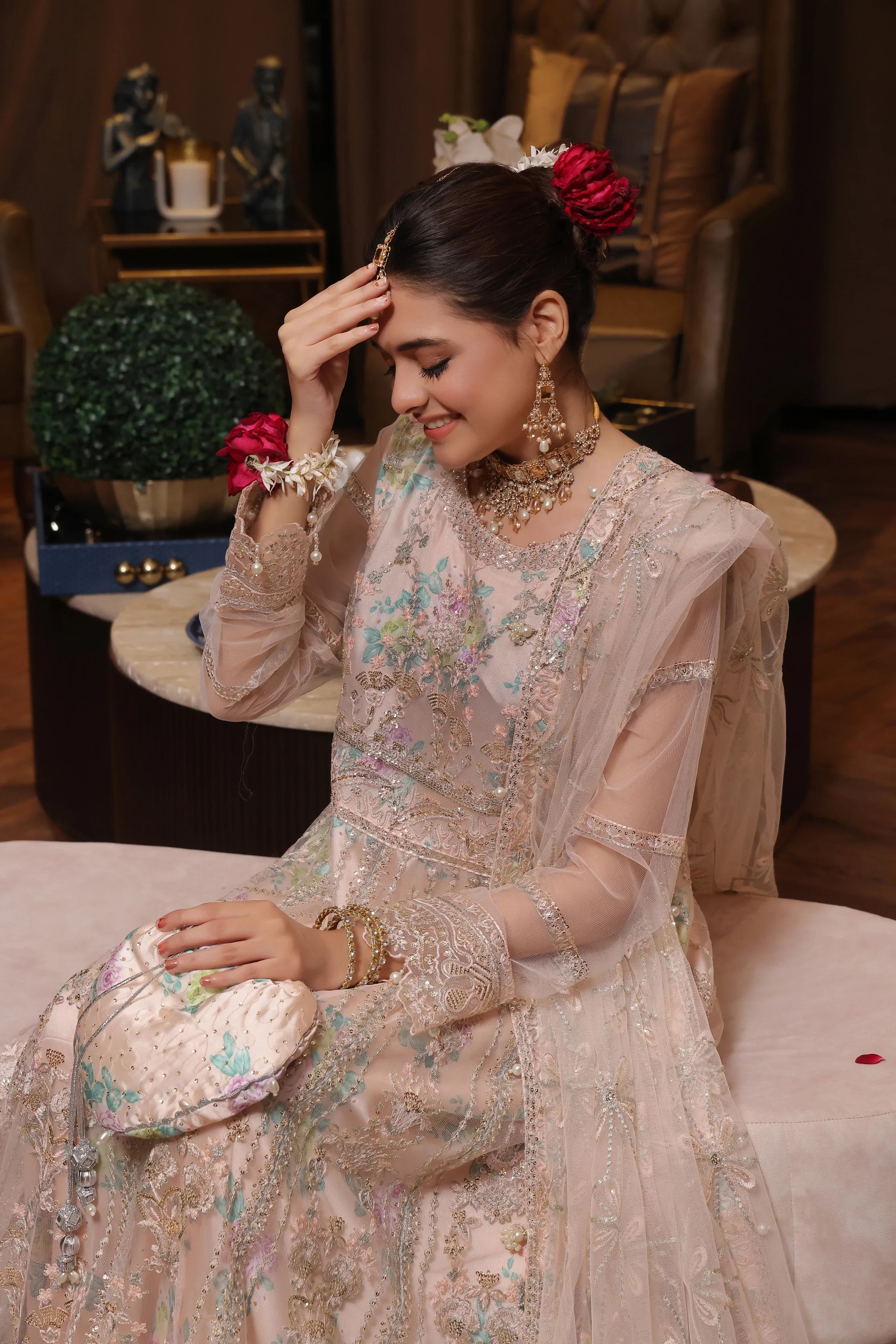 Dressline Semi Stitched 3 Pc Luxury Emb Net Collection