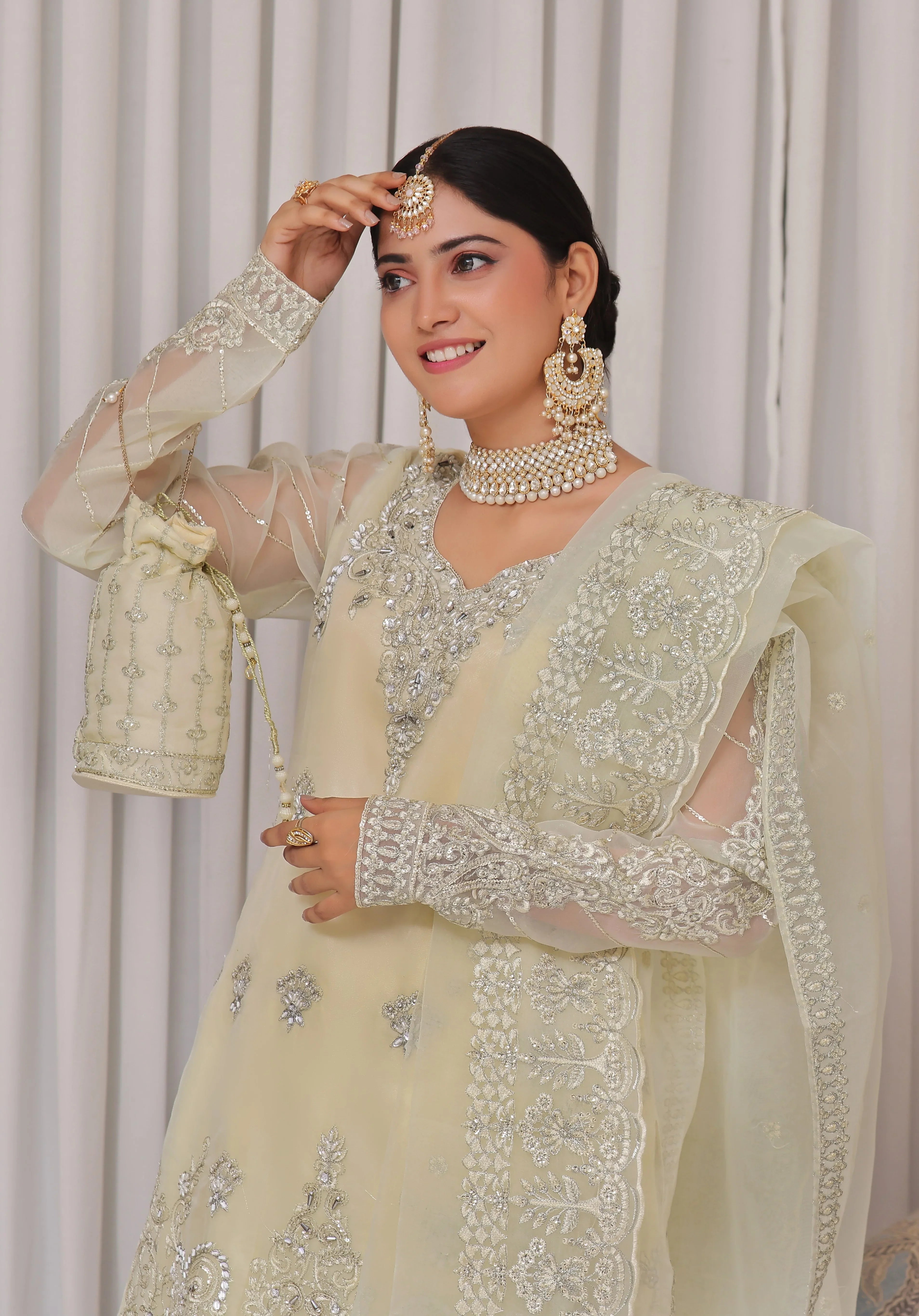 Dressline Unstitched 5 Pc  Luxury Emb Organza Collection