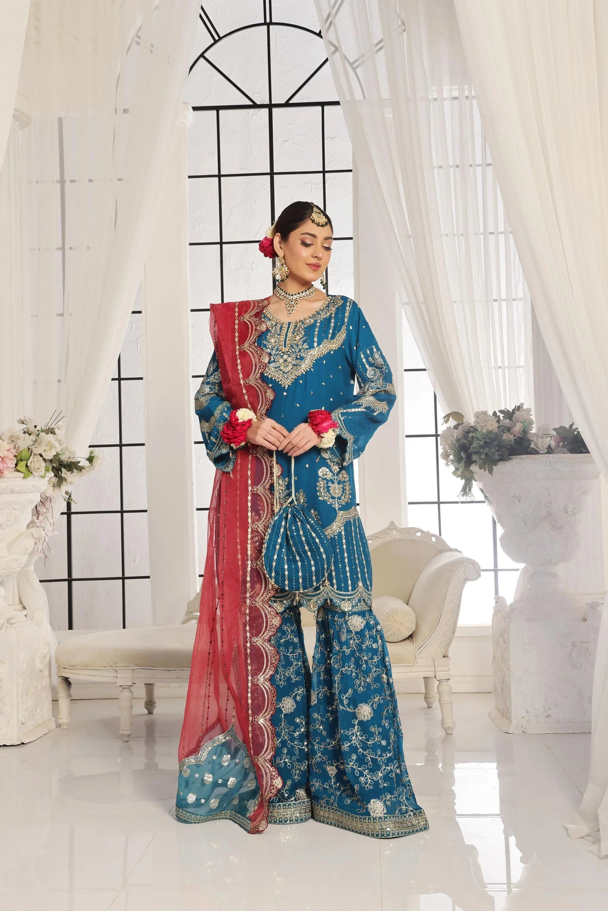 Dressline New Semi Stitched Luxury Emb Chiffon Gharara Collection