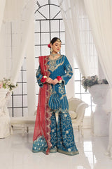 Dressline New Semi Stitched Luxury Emb Chiffon Gharara Collection