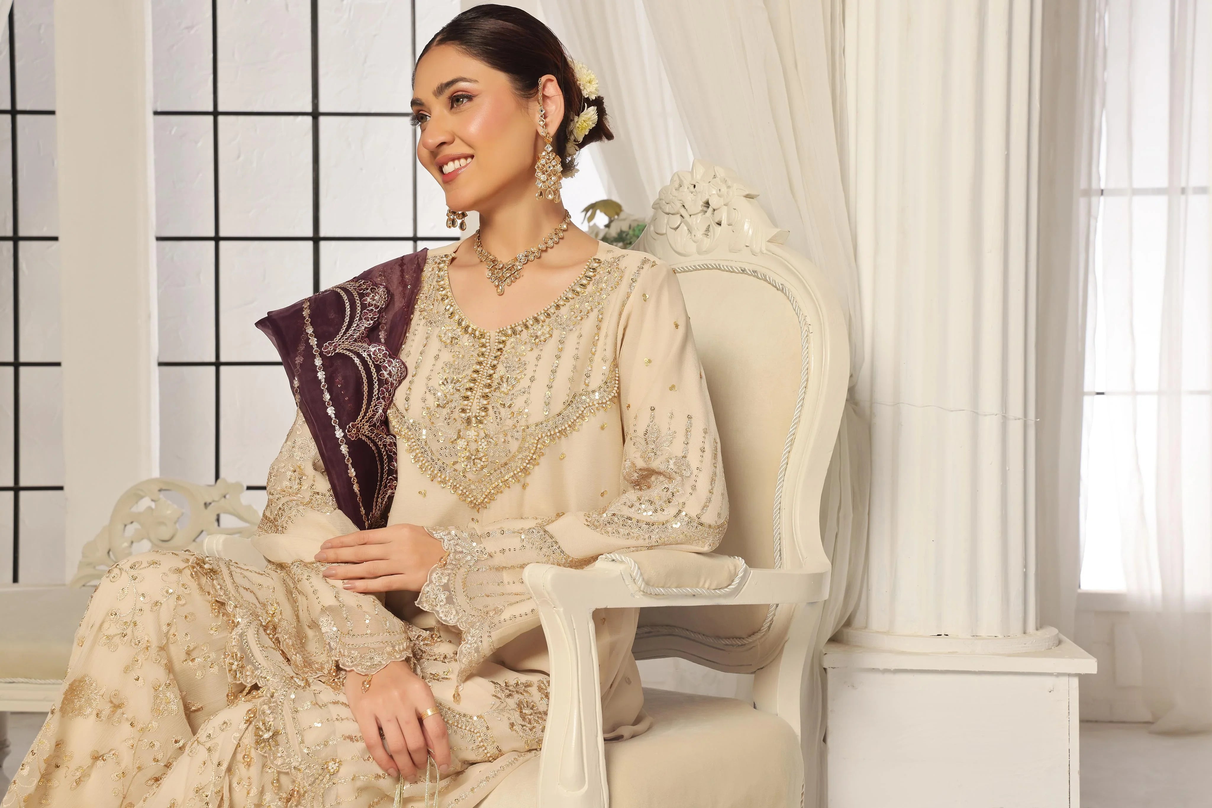 Dressline New Semi Stitched Luxury Emb Chiffon Gharara Collection
