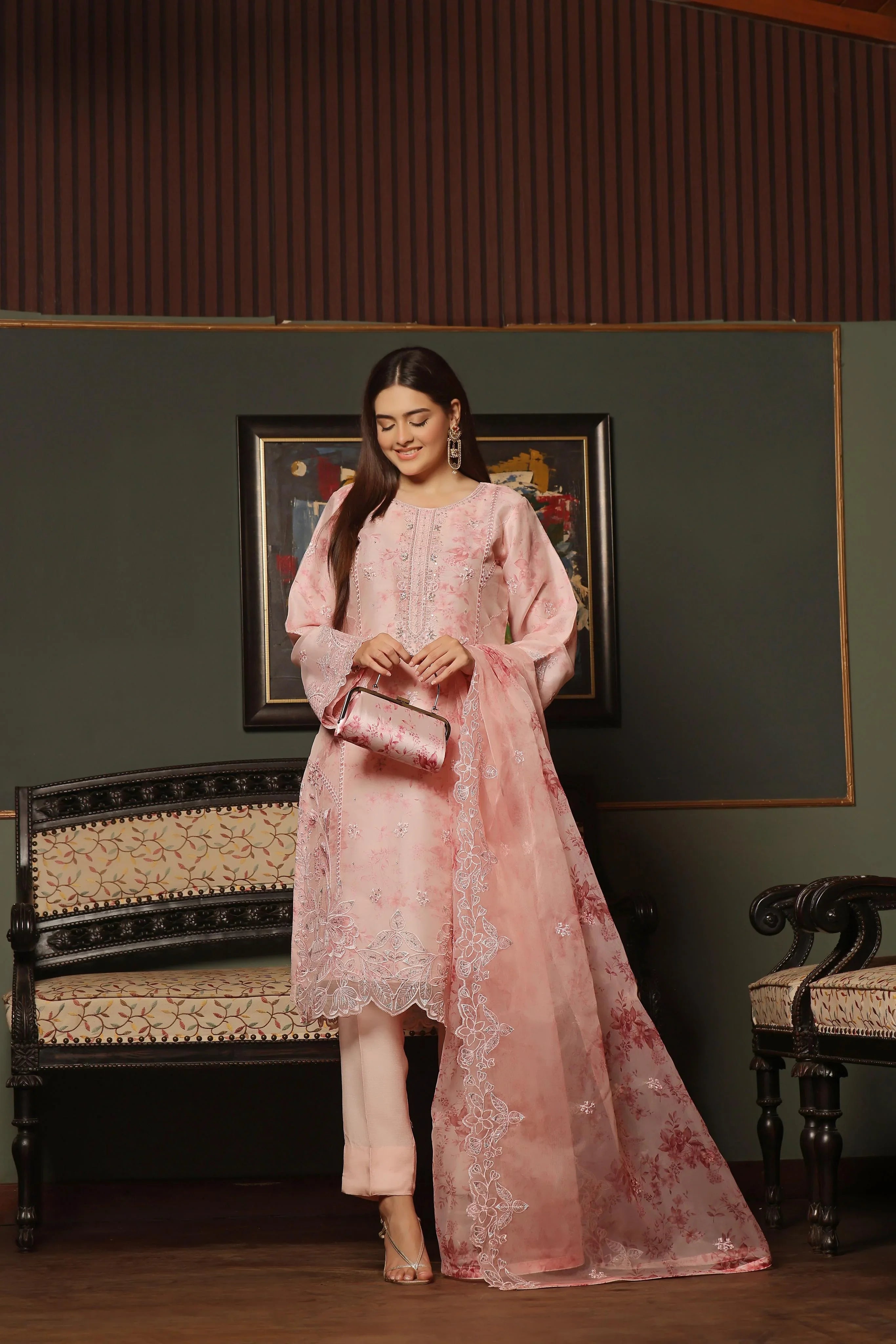 Dressline Sharjeena (Light)- Semi Stitched 3 Piece Emb Luxury Organza Collection