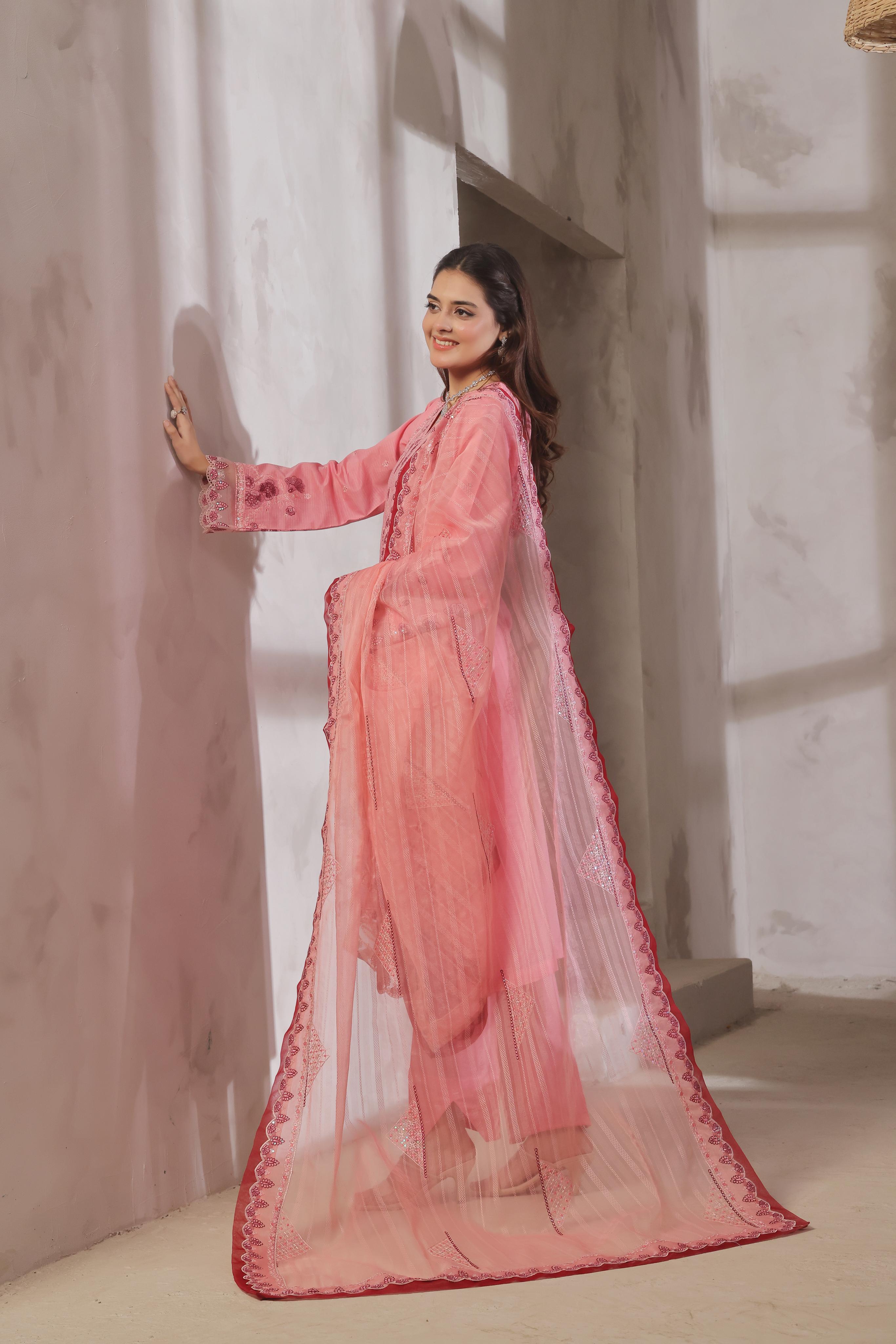Dressline Launching New Semi Stitched  3 Pcs Premium Emb ChikankariDoriya Lawn Collection