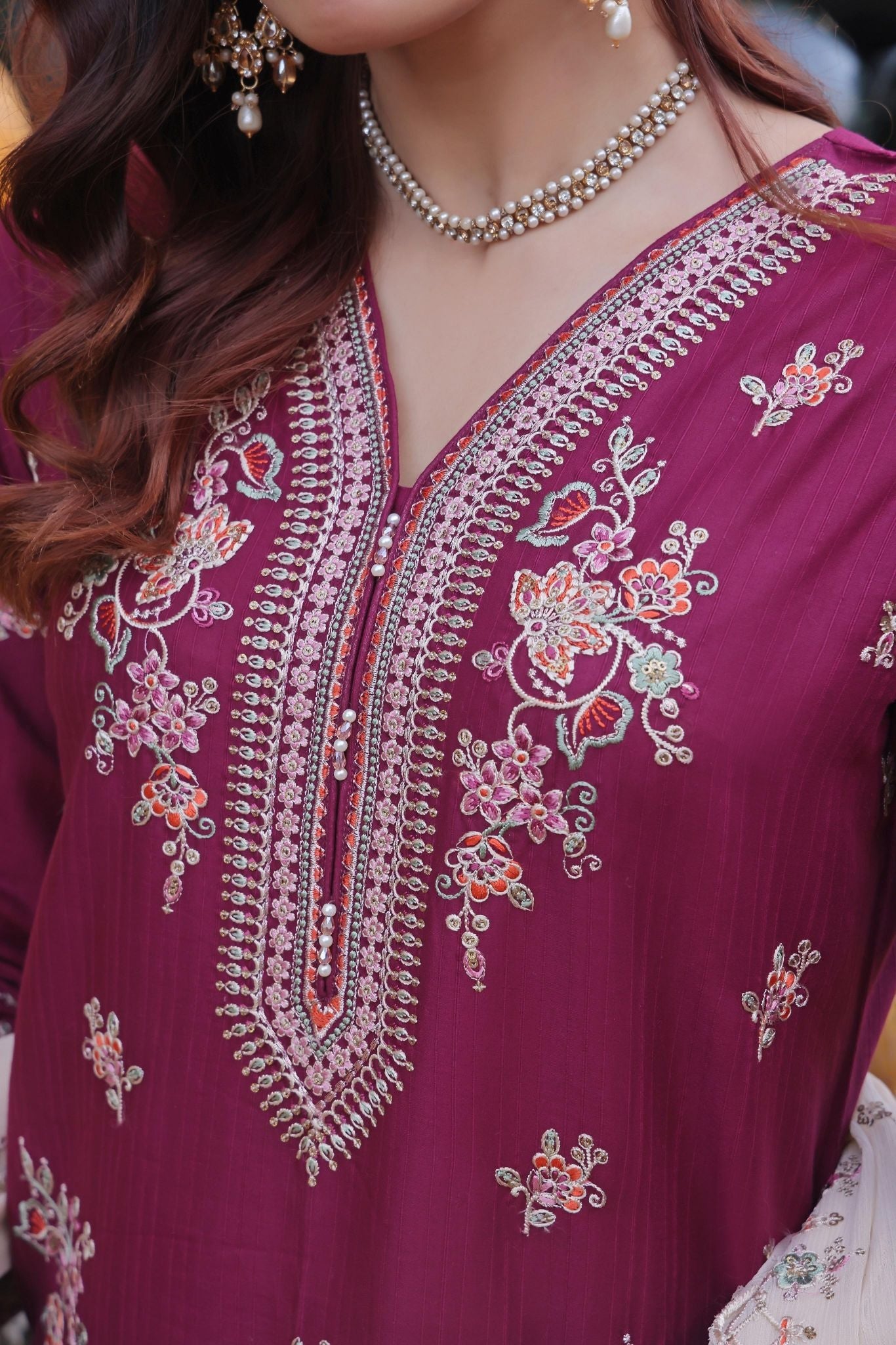 Dressline Basant Stitched Luxury Emb Banadora Lawn Collection With Chiffon Dupatta & Emb Cotton Trousers