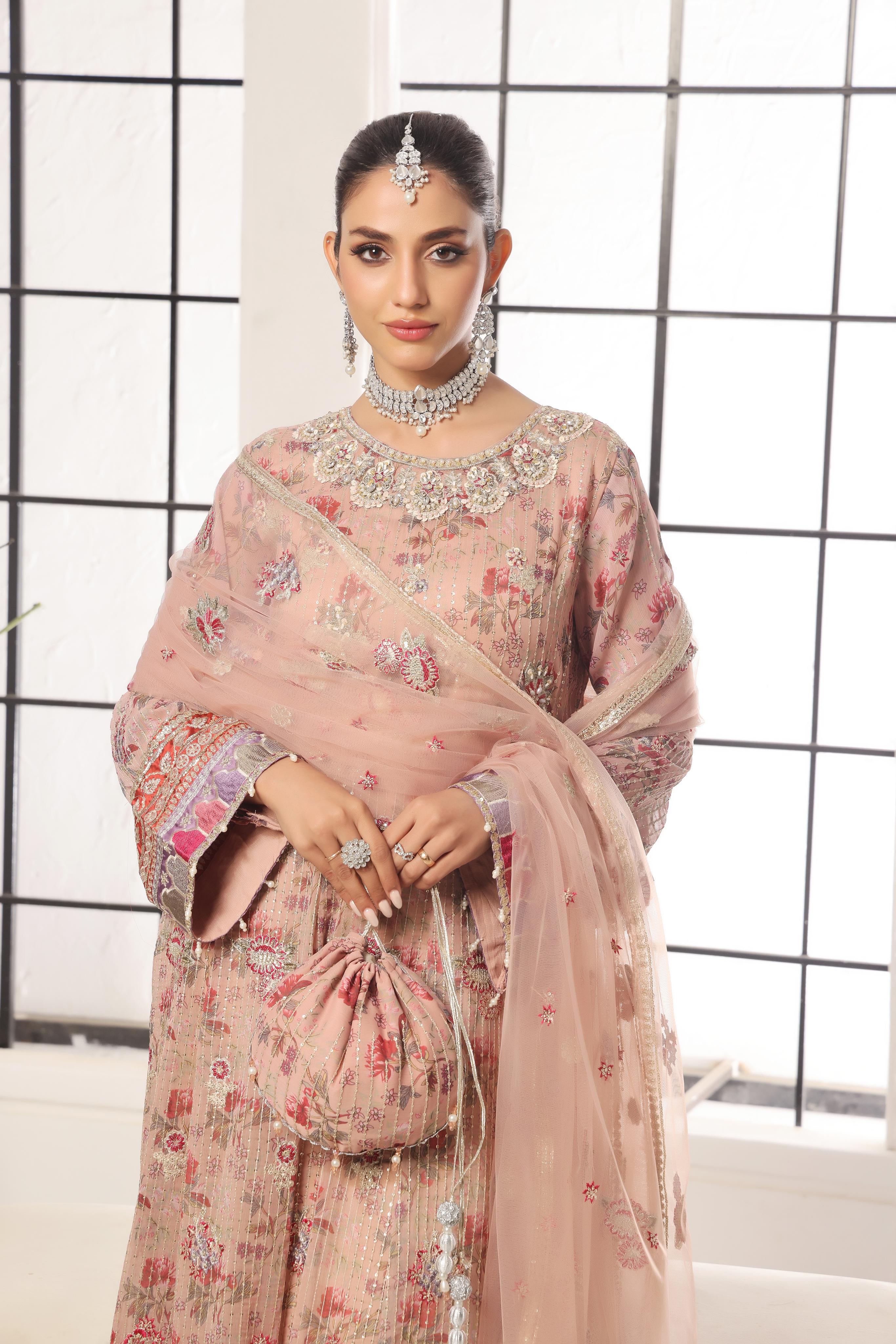 Dressline New Semi Stitched 3 Pc Luxury Emb Maxi Collection