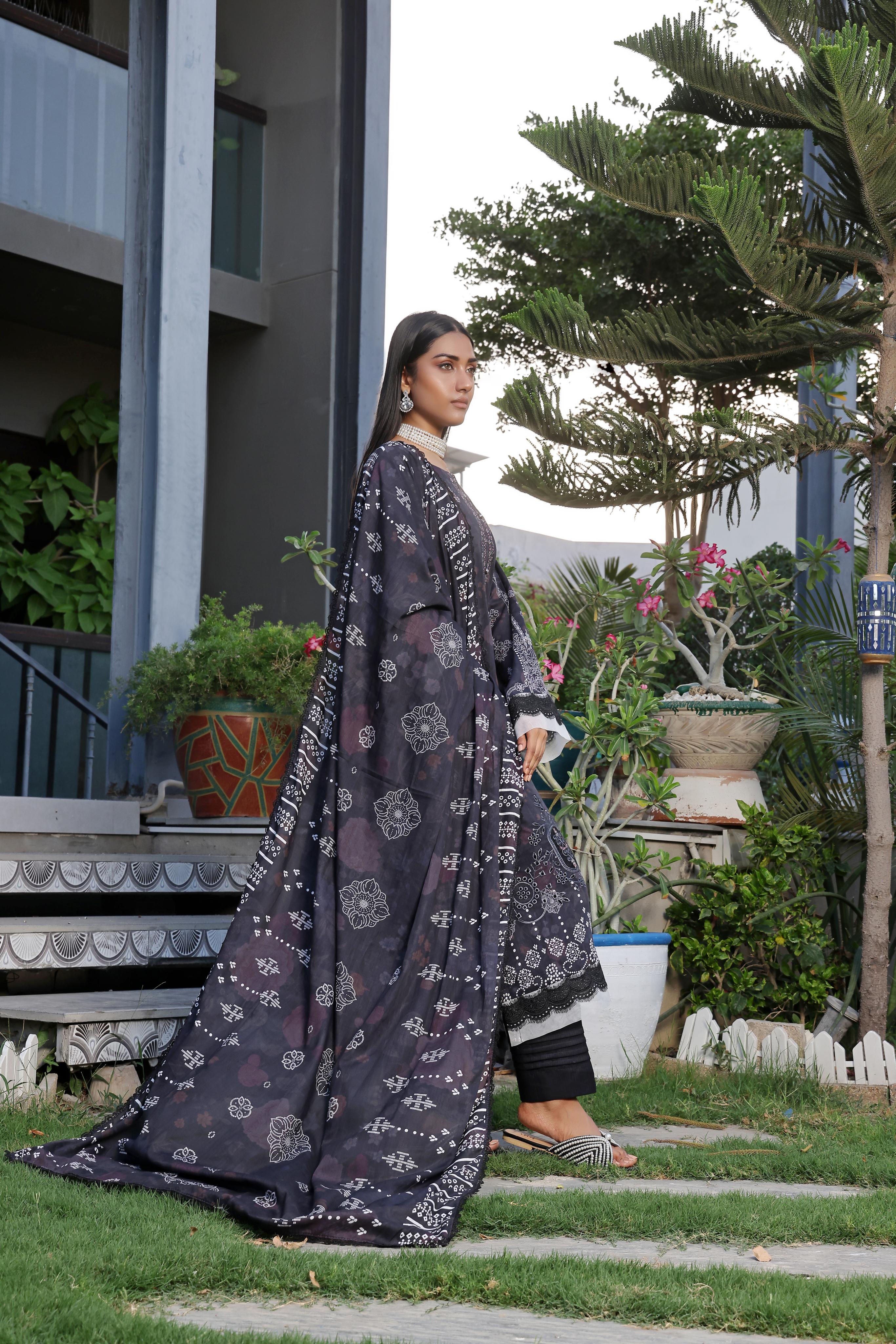Dressline Launching New Un Stitched 3 Pcs Emb Laserkari Digital Printed Lawn Collection