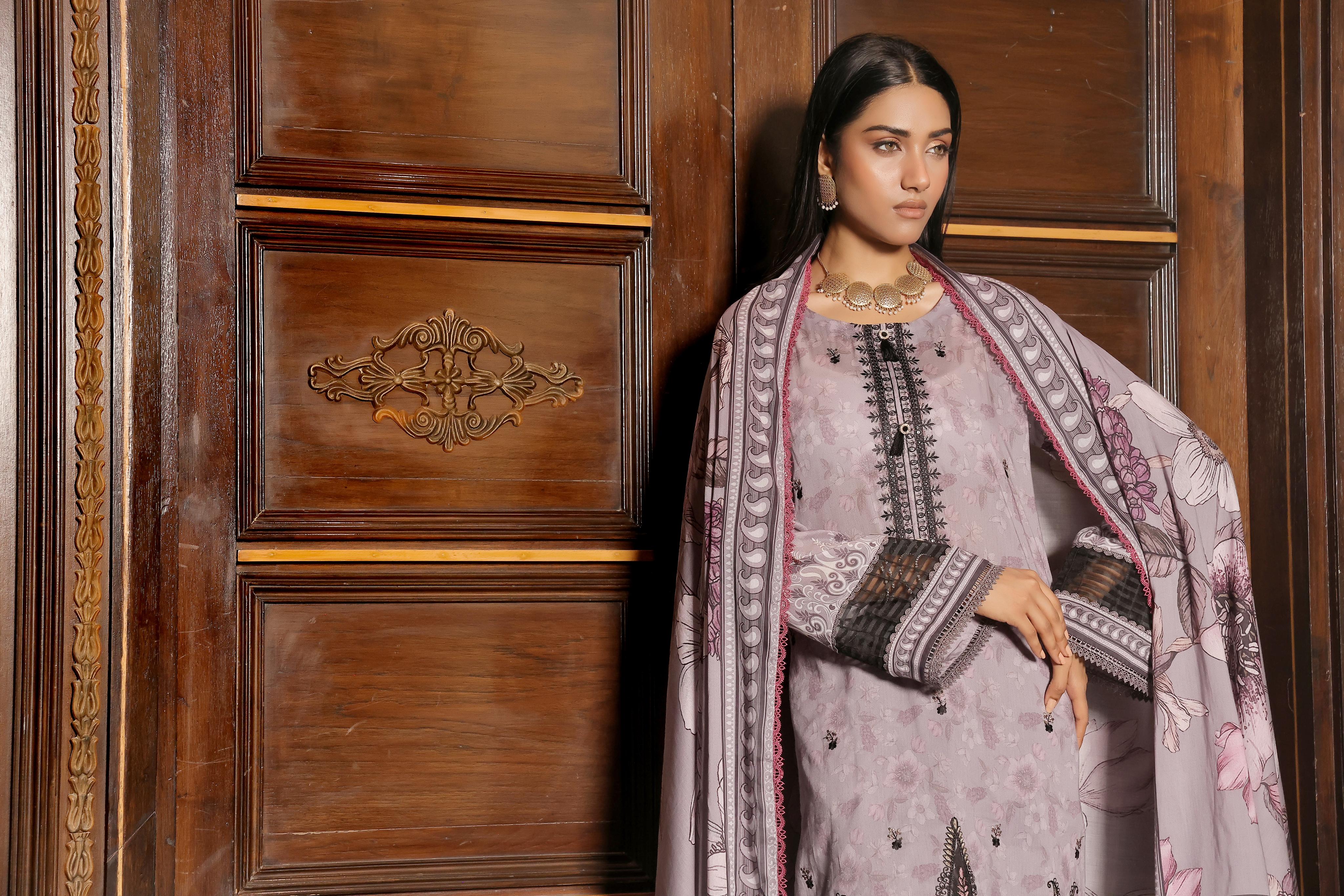 Dressline Launching New Un Stitched 3 Pcs Emb Laserkari Digital Printed Lawn Collection