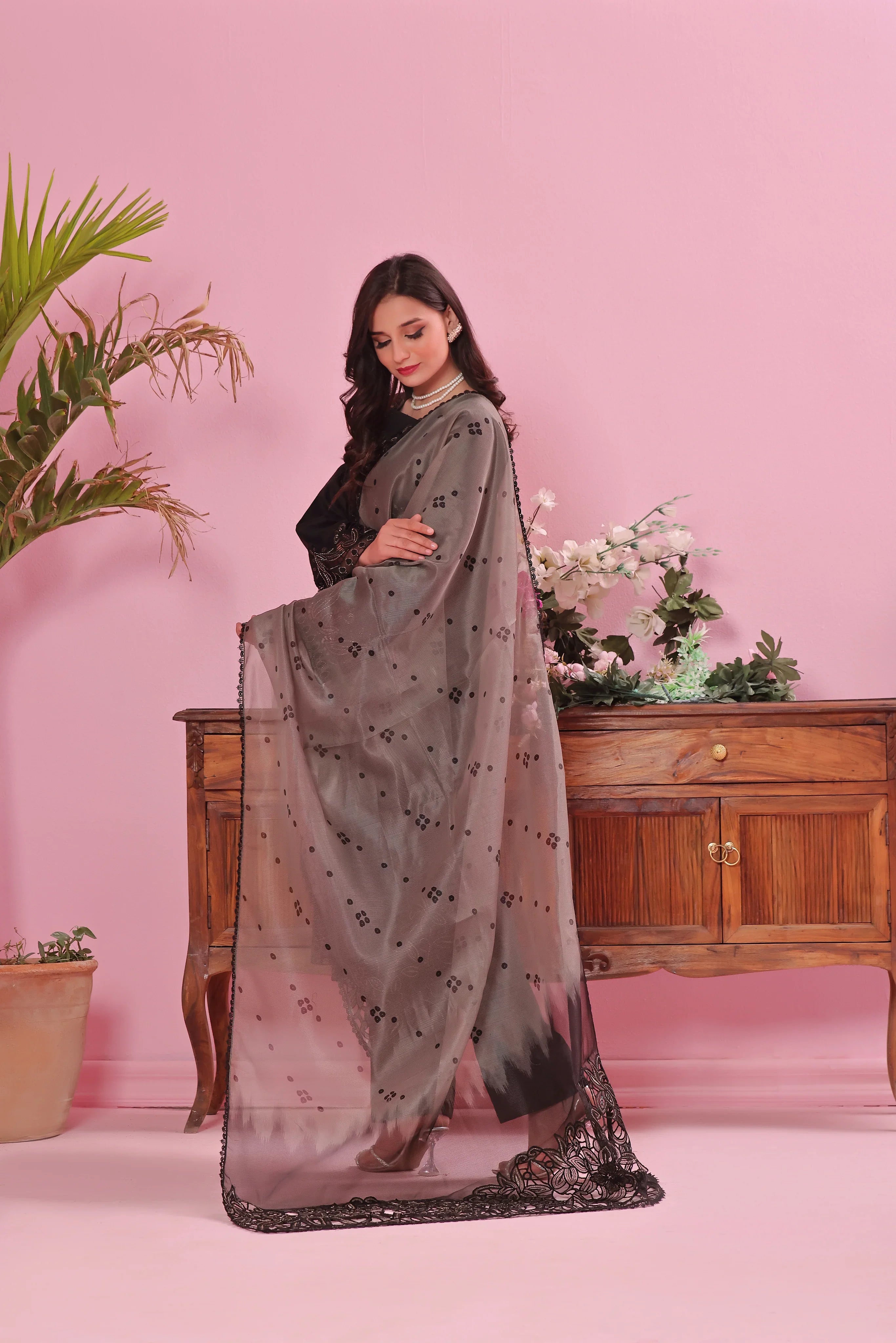 Dressline Semi Stitched Laserkari & Chikankari Emb Lawn