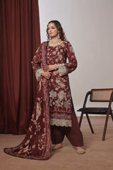 Dressline Zaha Unstitched 3-Pcs Premium Luxury Chikankari Emb Slub Digital Print Lawn Collection
